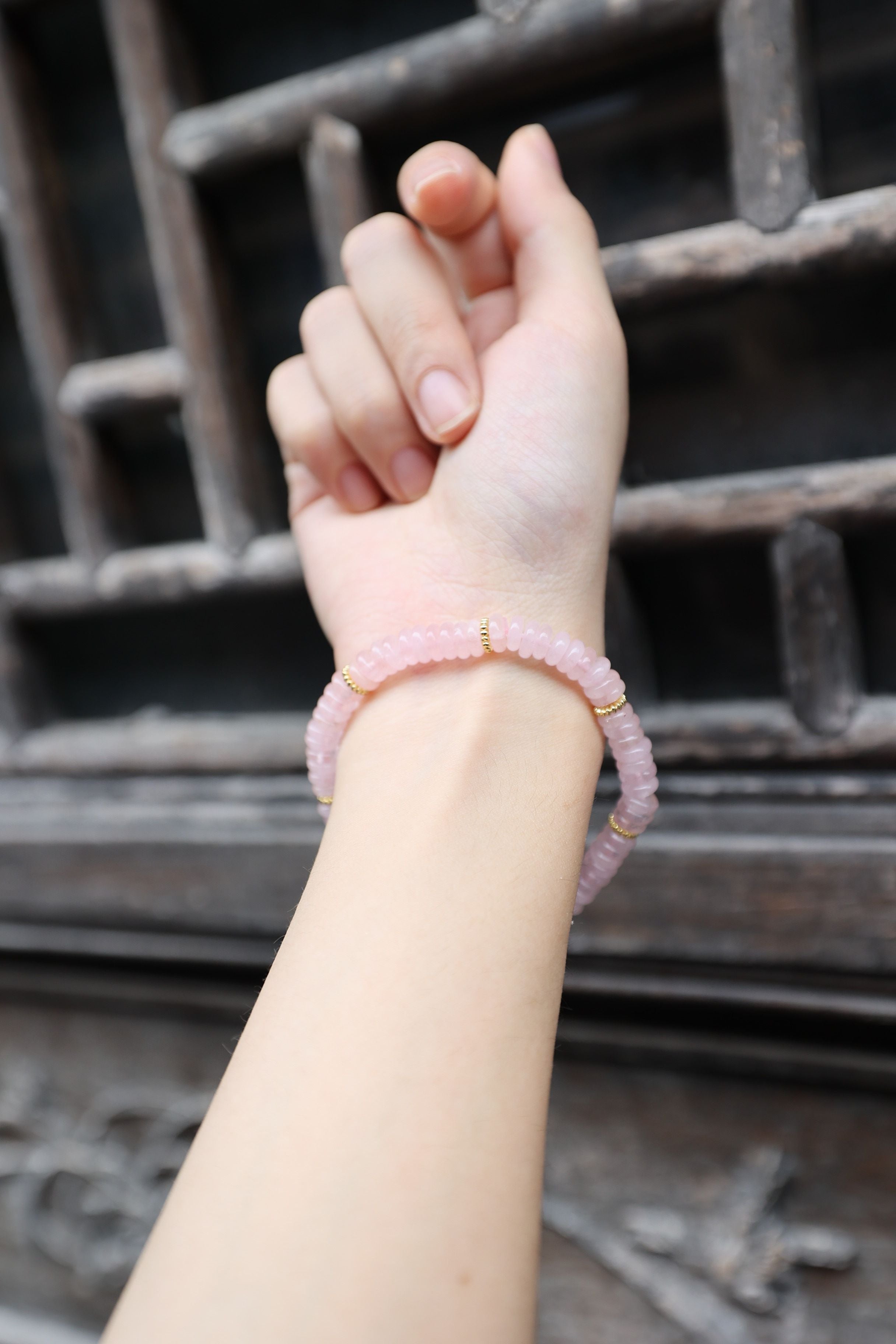 Rose Quartz Bracelet, 16cm with 7mm Beads