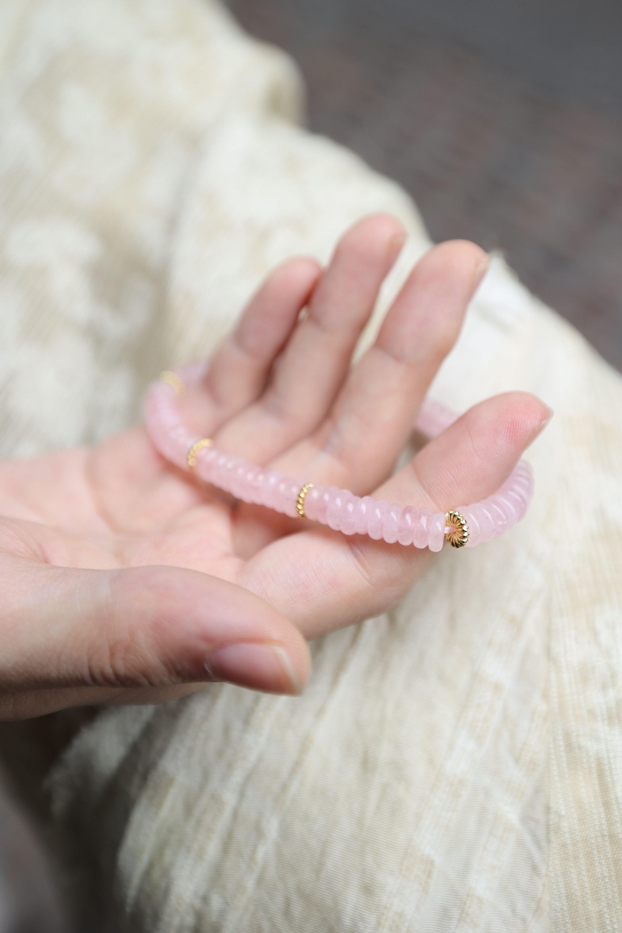 Rose Quartz Bracelet, 16cm with 7mm Beads