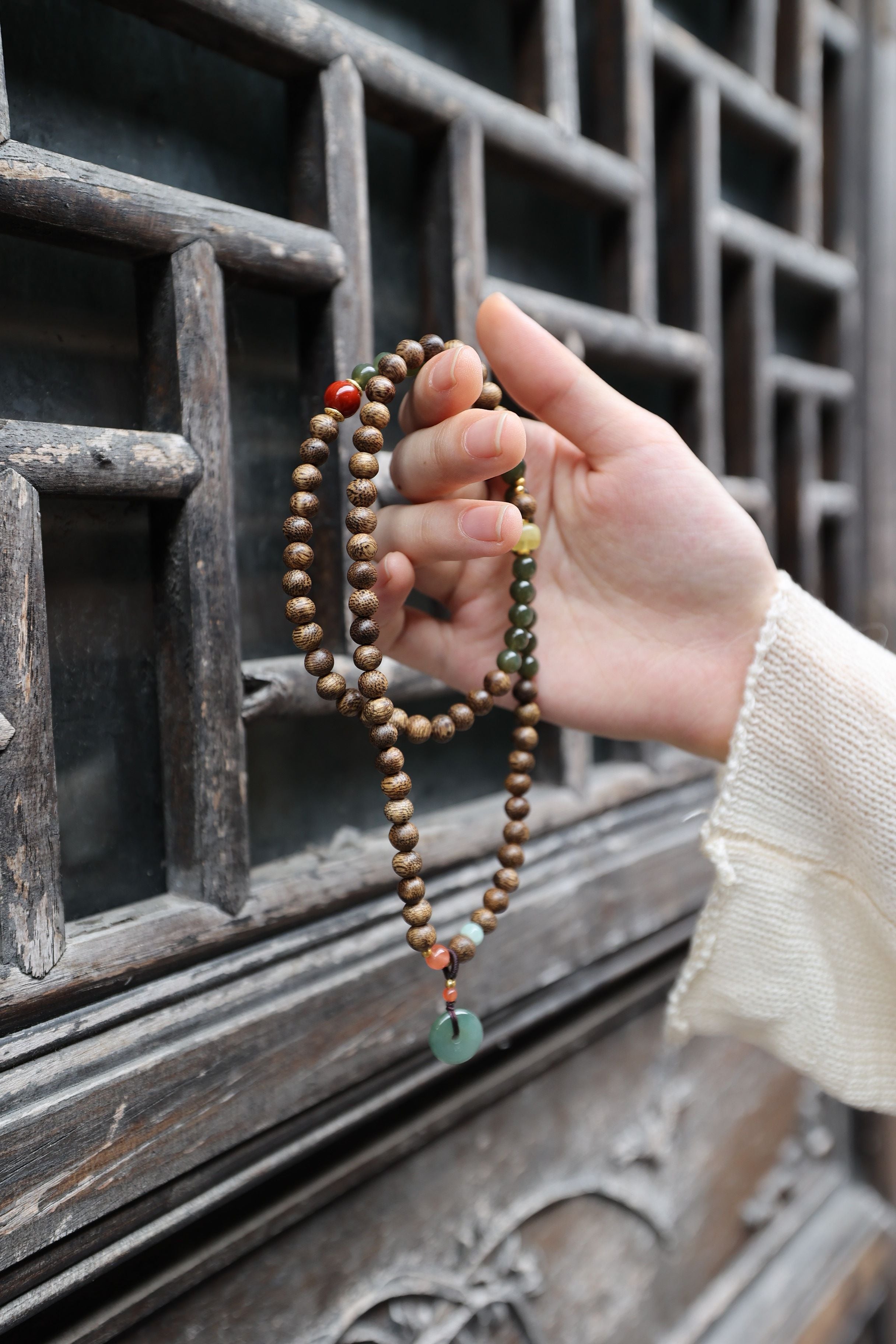 Agarwood, Hetian Jade & Amber 75cm Versatile Bracelet/Necklace