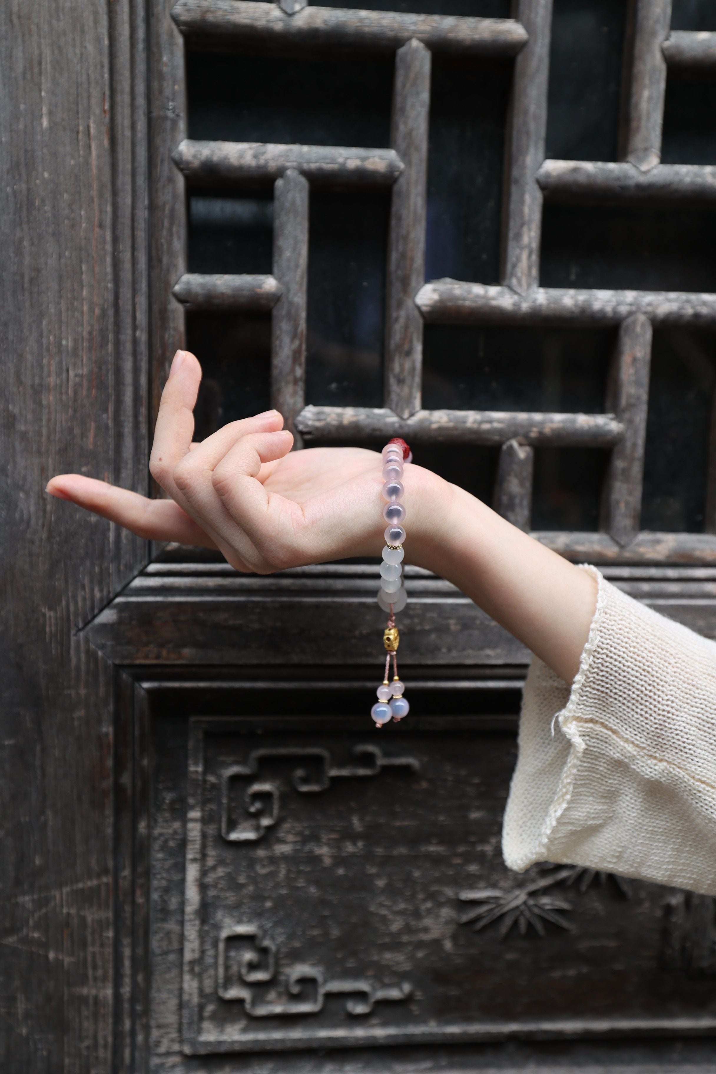 Sweet Serenity: Pink Agate, White Agate, Cinnabar & Pearl Bracelet - 16cm Harmony