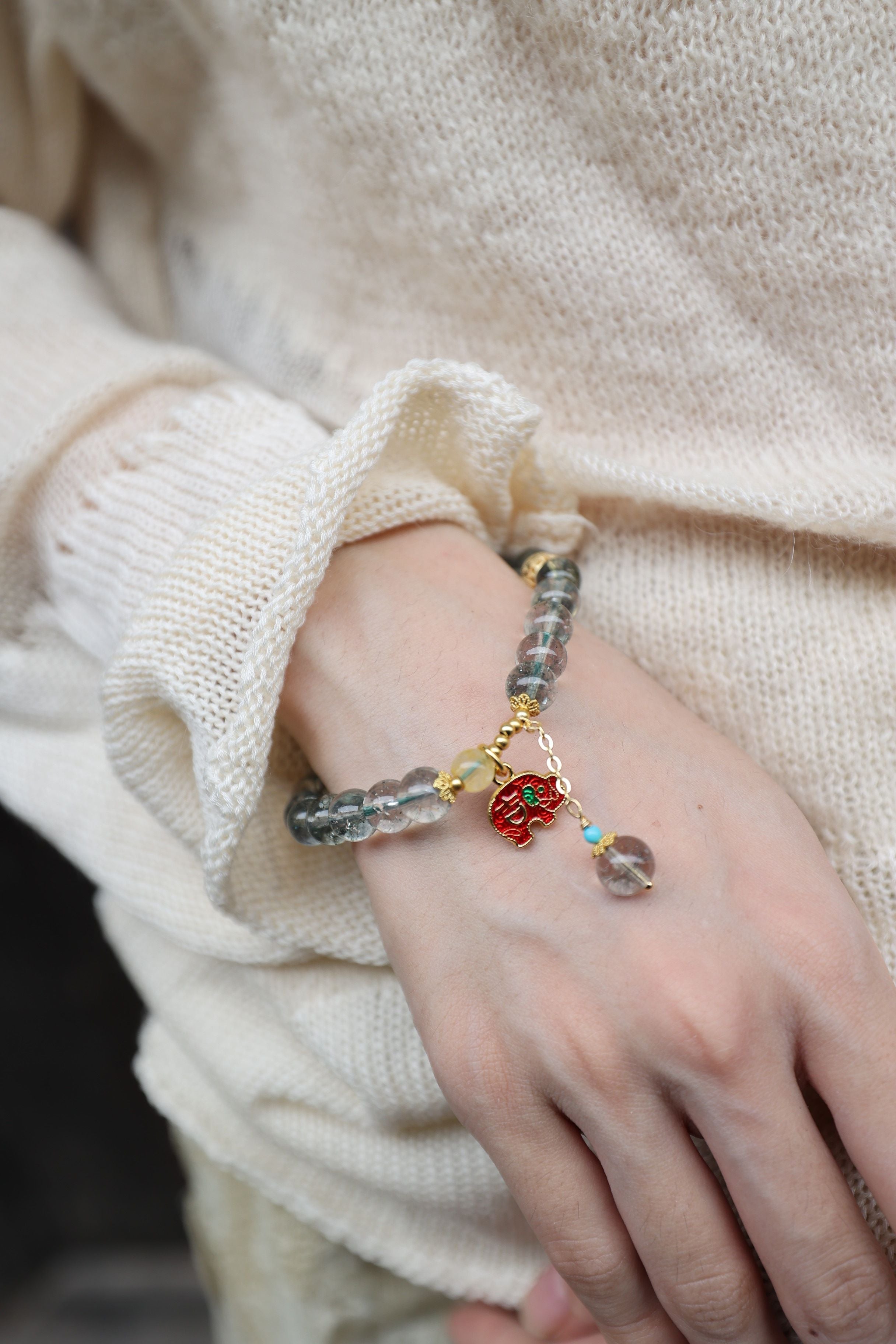 Enhanced Green Phantom Quartz Bracelet