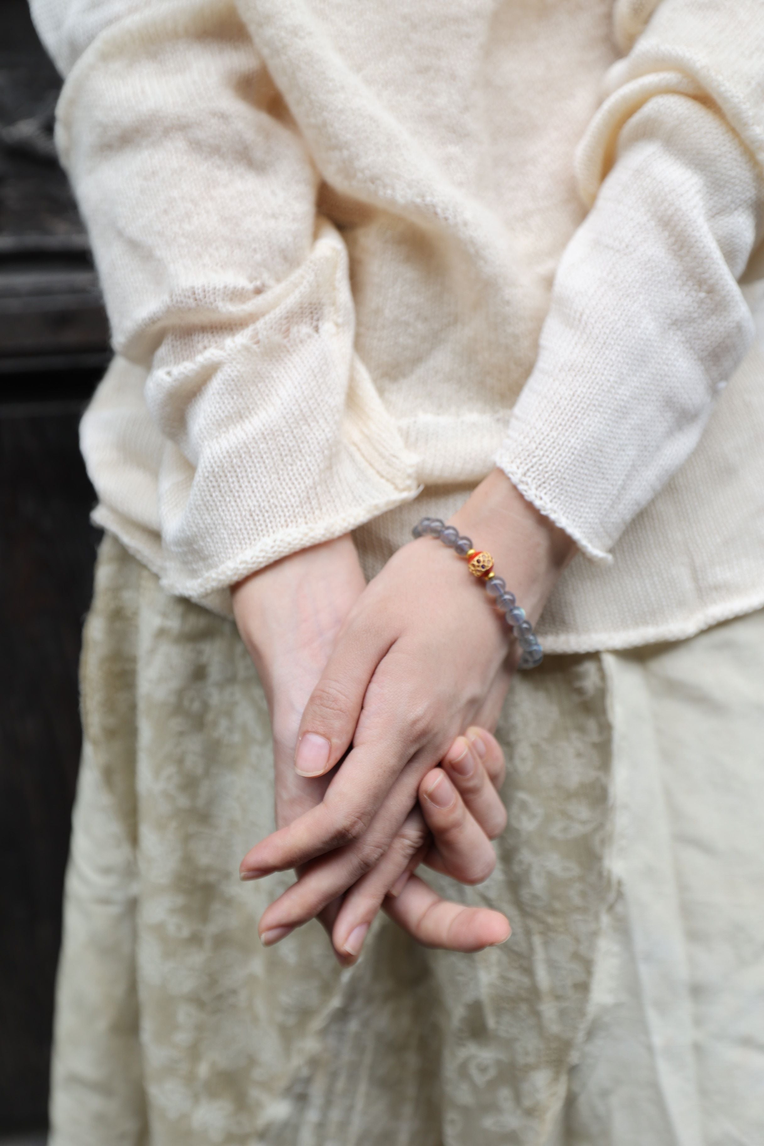 Gray Moonstone Elastic Bracelet