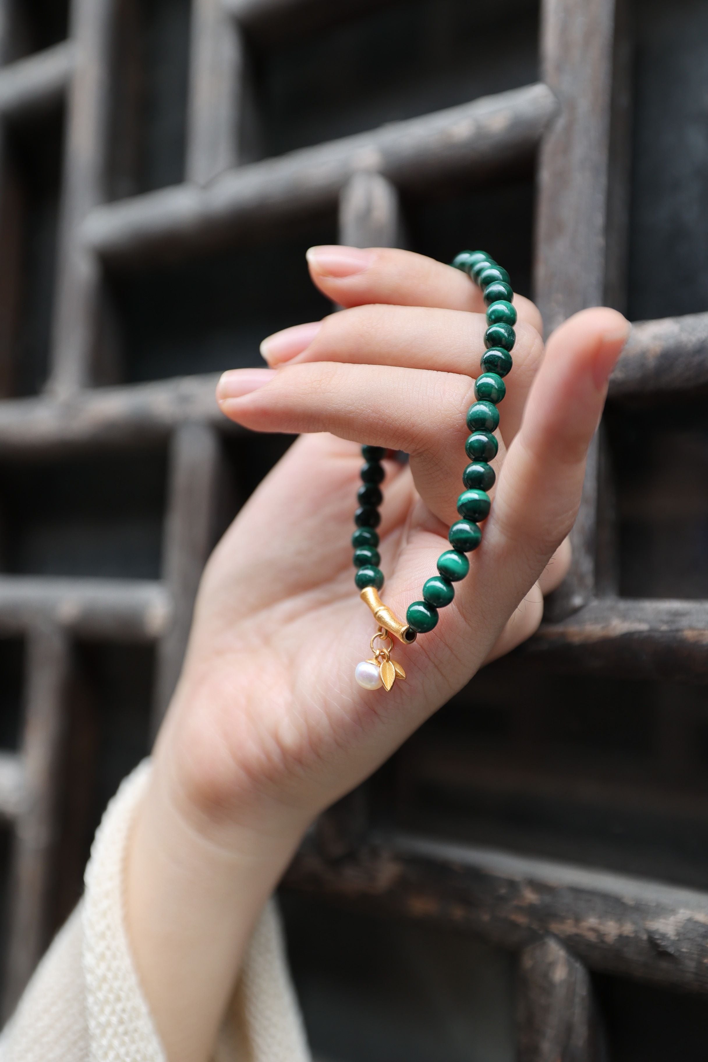 Malachite Elastic Bracelet,