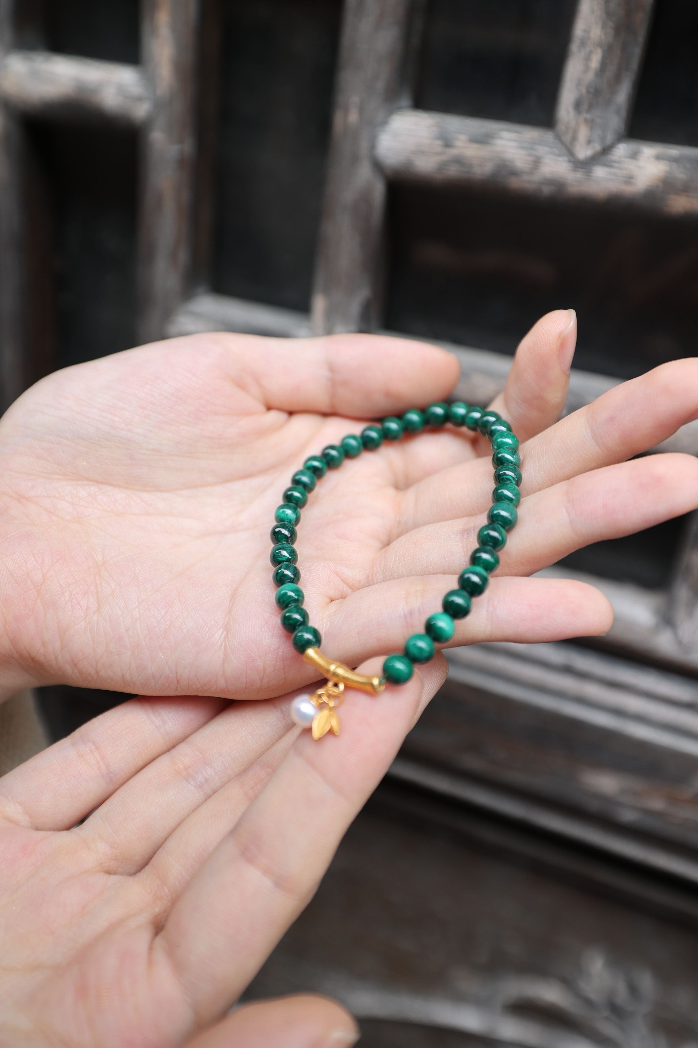 Malachite Elastic Bracelet,