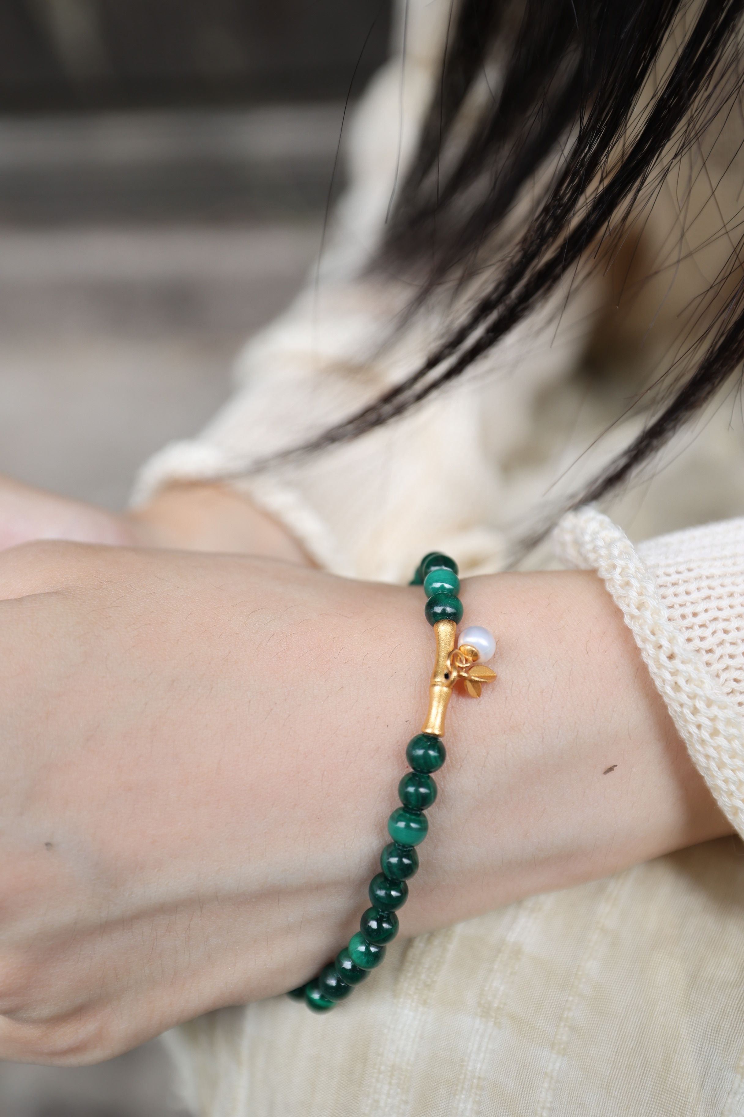 Malachite Elastic Bracelet,