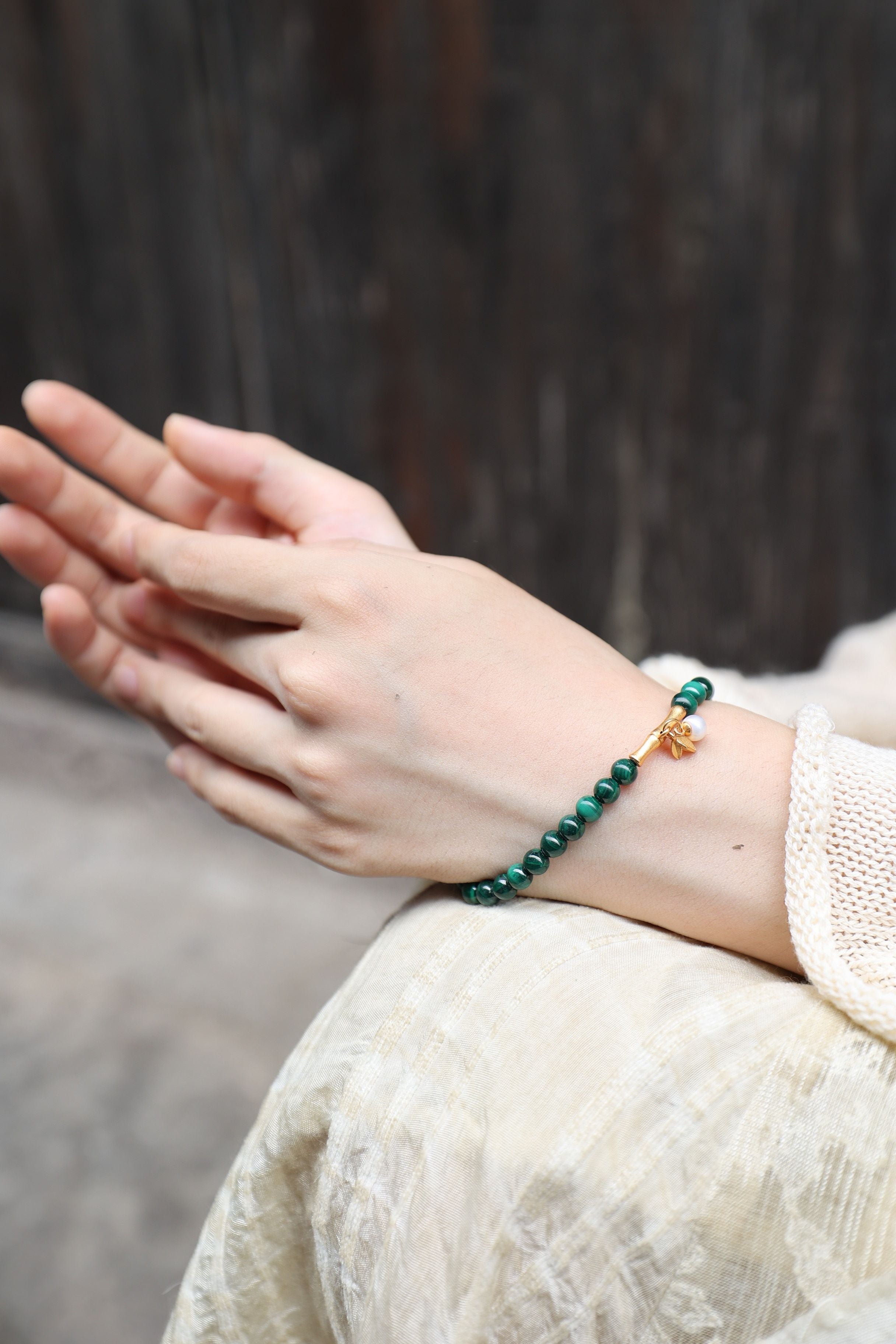 Malachite Elastic Bracelet,