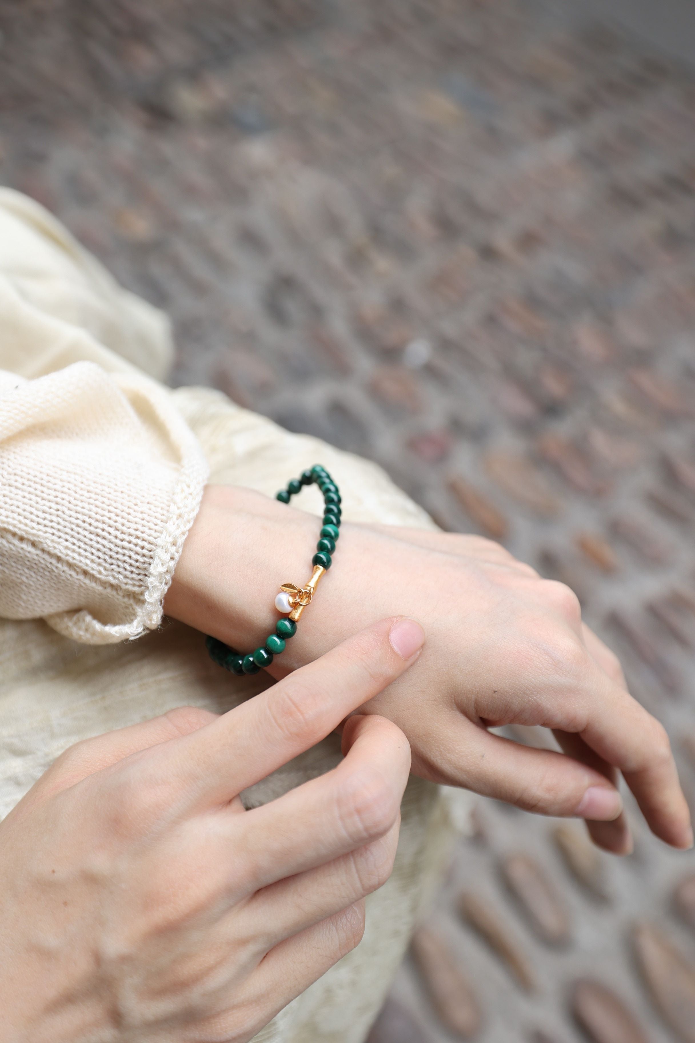 Malachite Elastic Bracelet,