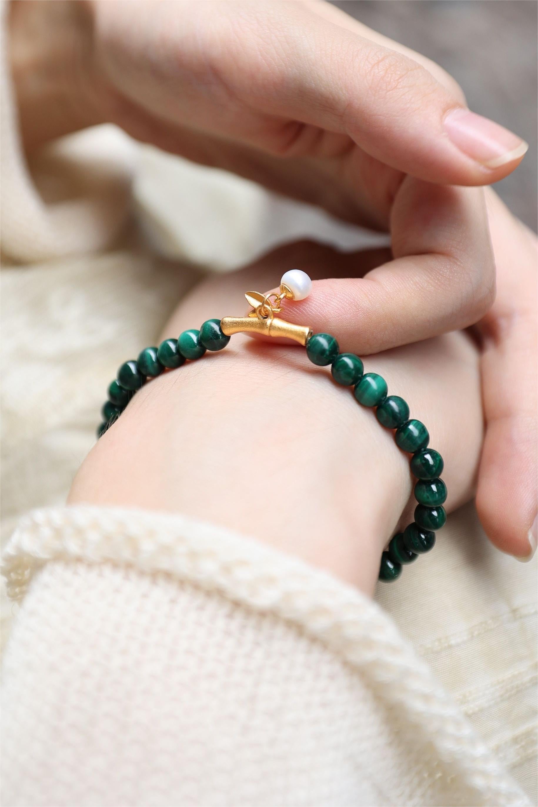 Malachite Elastic Bracelet,