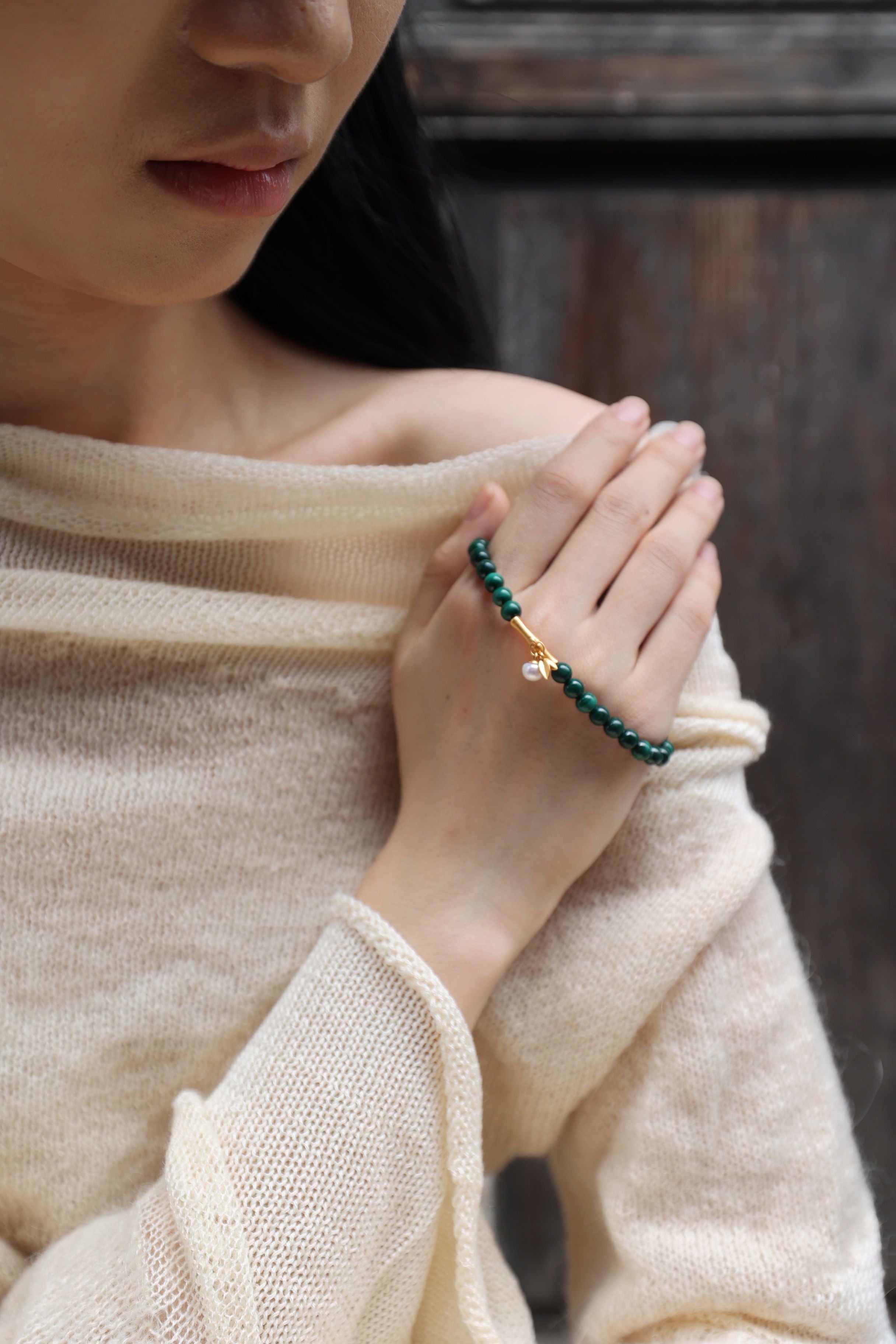 Malachite Elastic Bracelet,