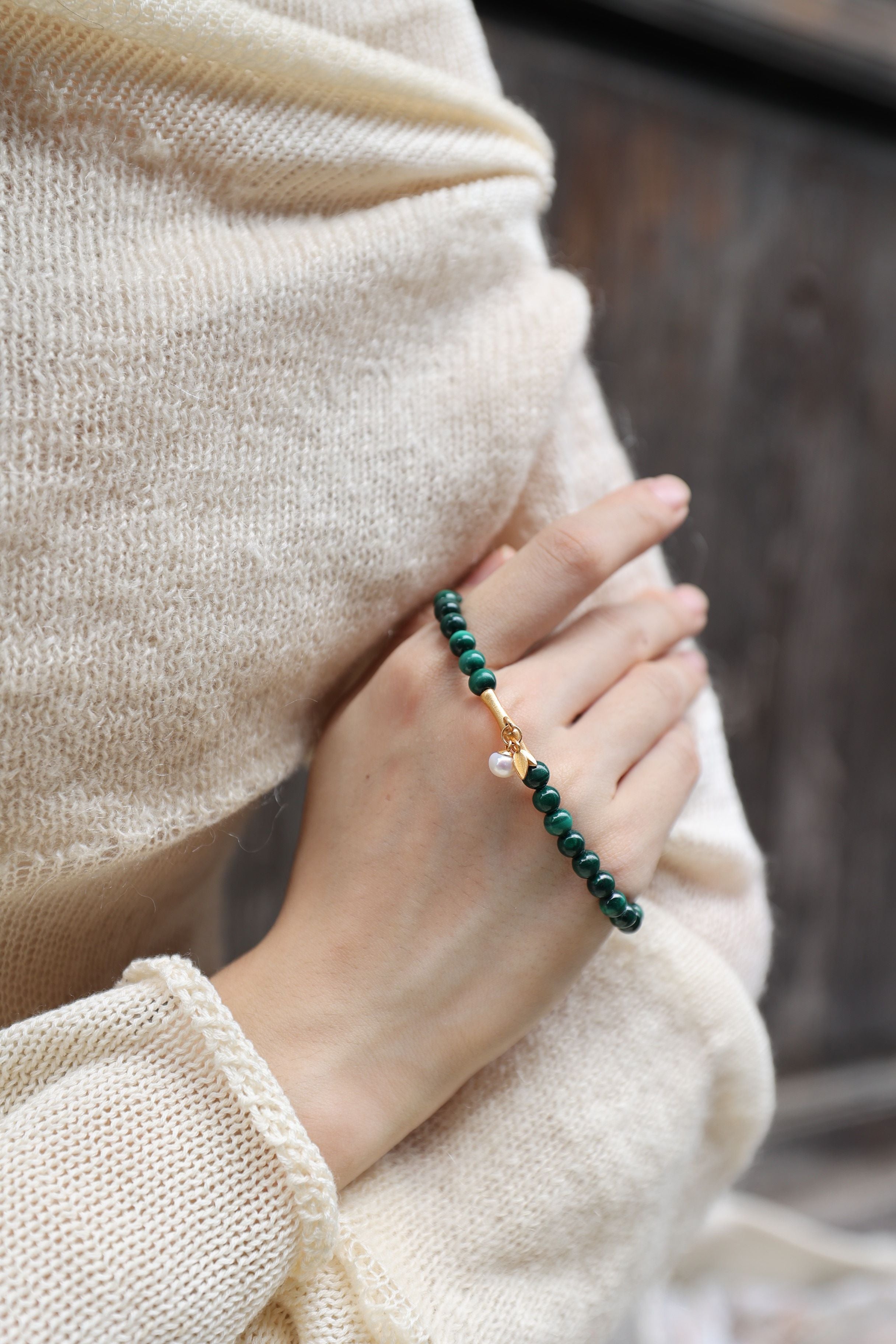 Malachite Elastic Bracelet,