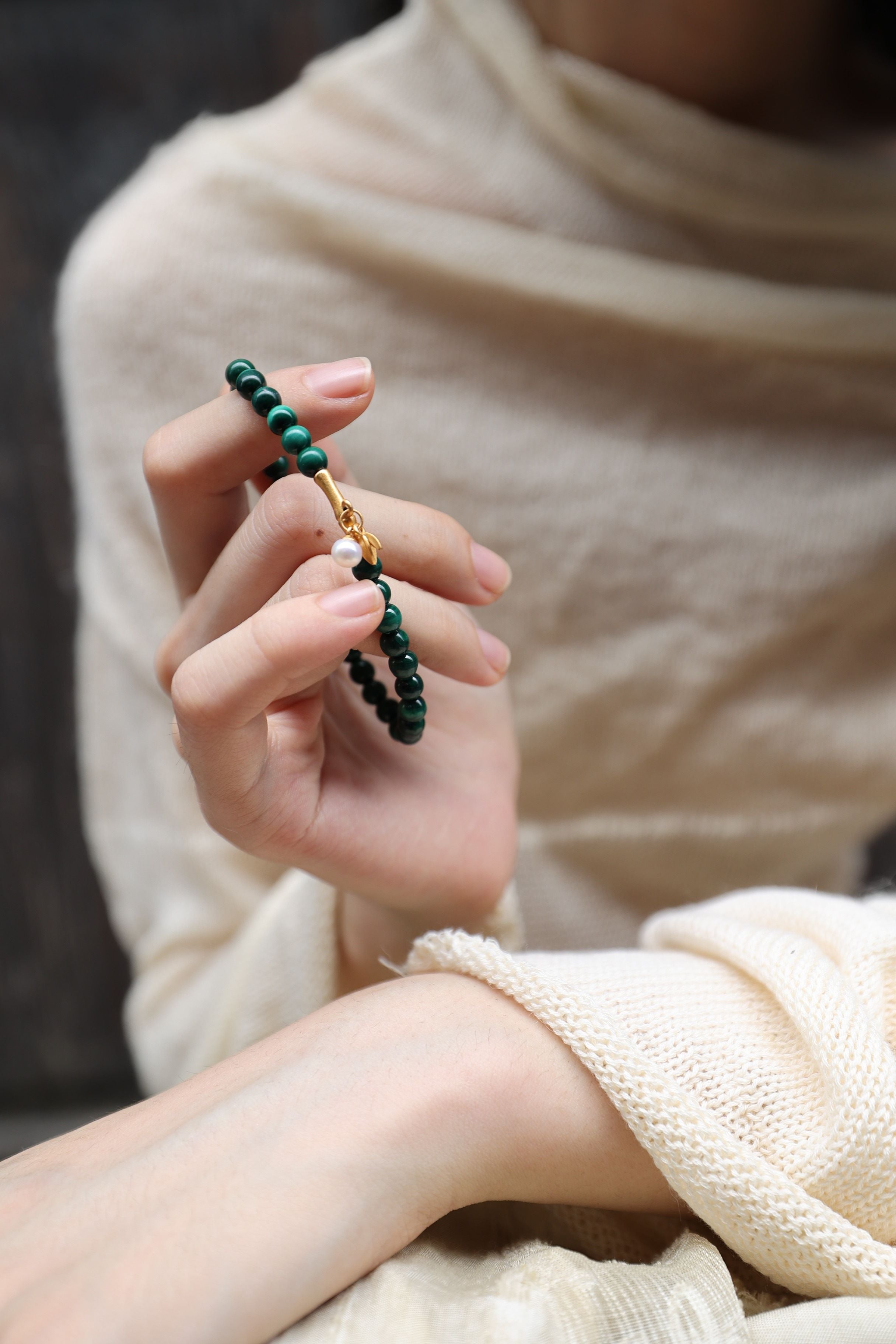 Malachite Elastic Bracelet,