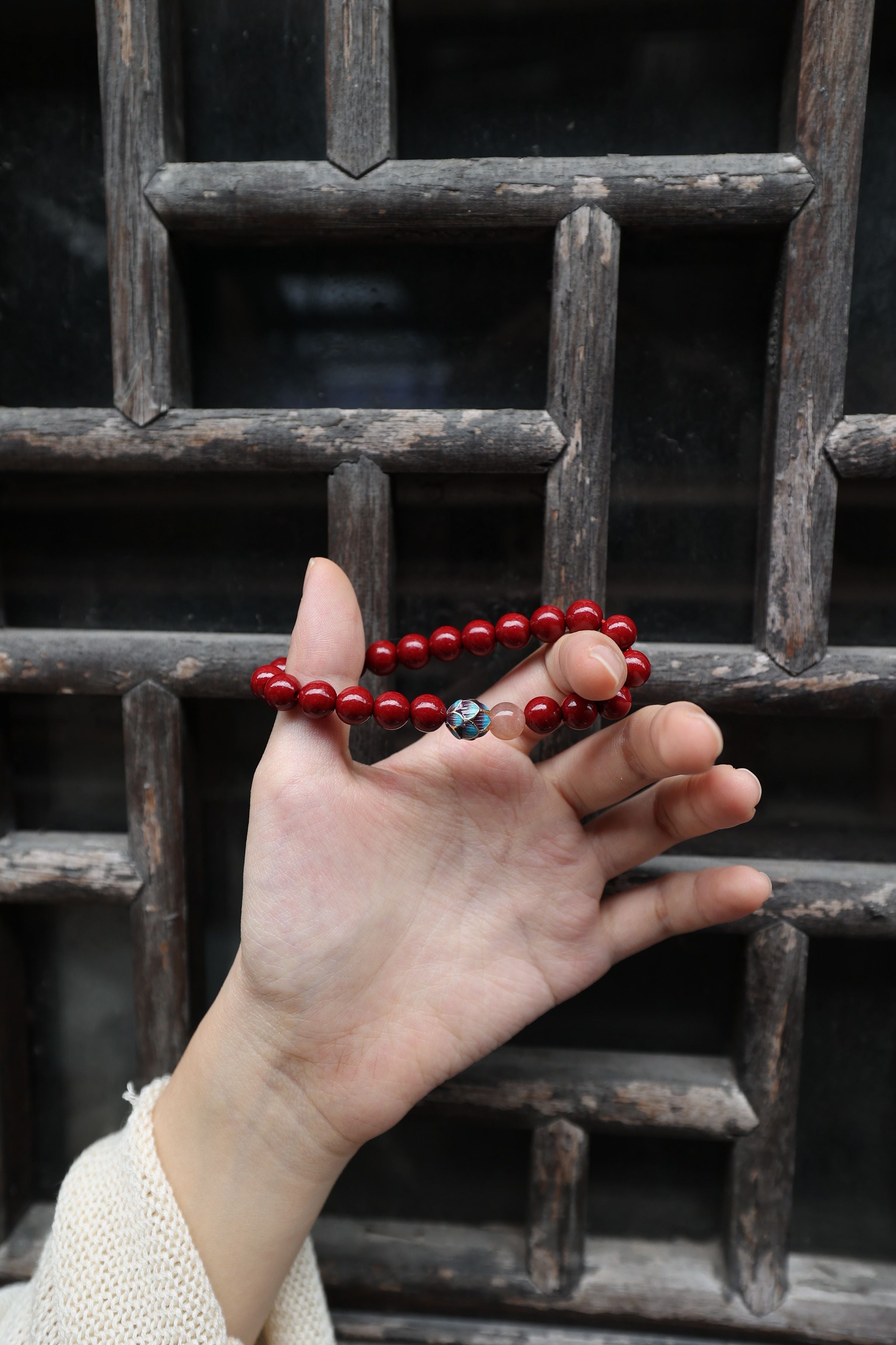 Solar Alchemy: Cinnabar & Sunstone Bracelet - 16cm Radiant Power