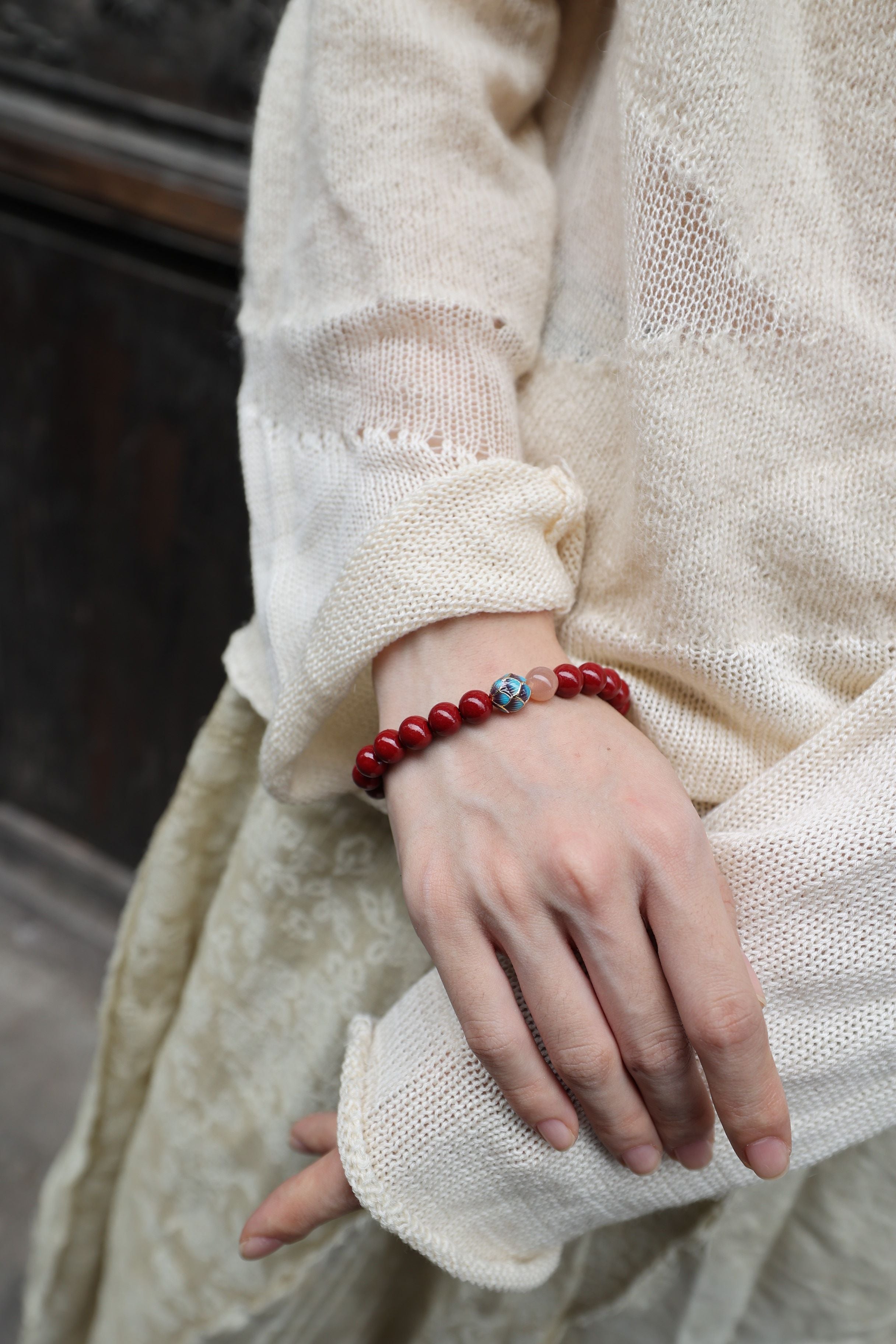 Solar Alchemy: Cinnabar & Sunstone Bracelet - 16cm Radiant Power