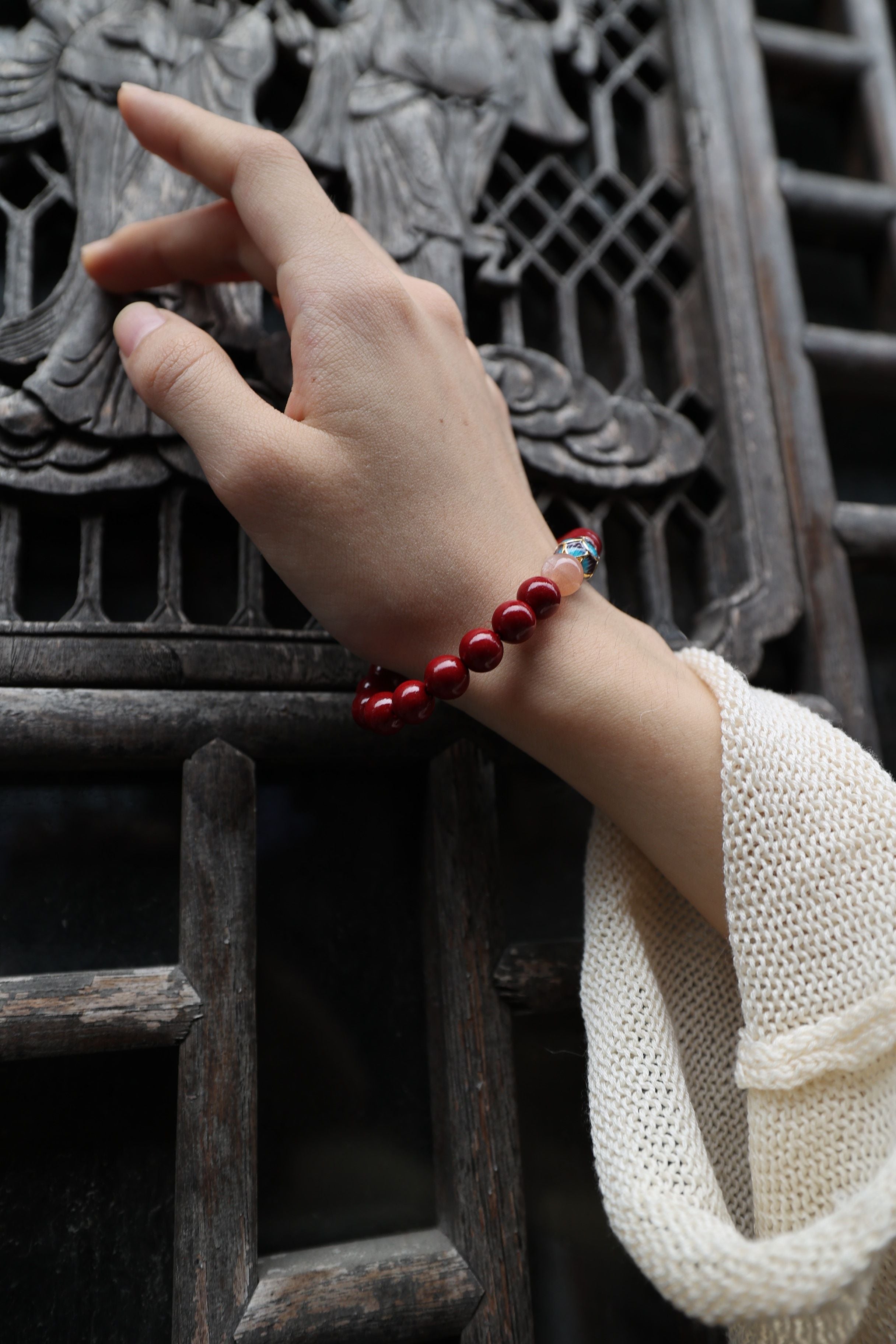 Solar Alchemy: Cinnabar & Sunstone Bracelet - 16cm Radiant Power