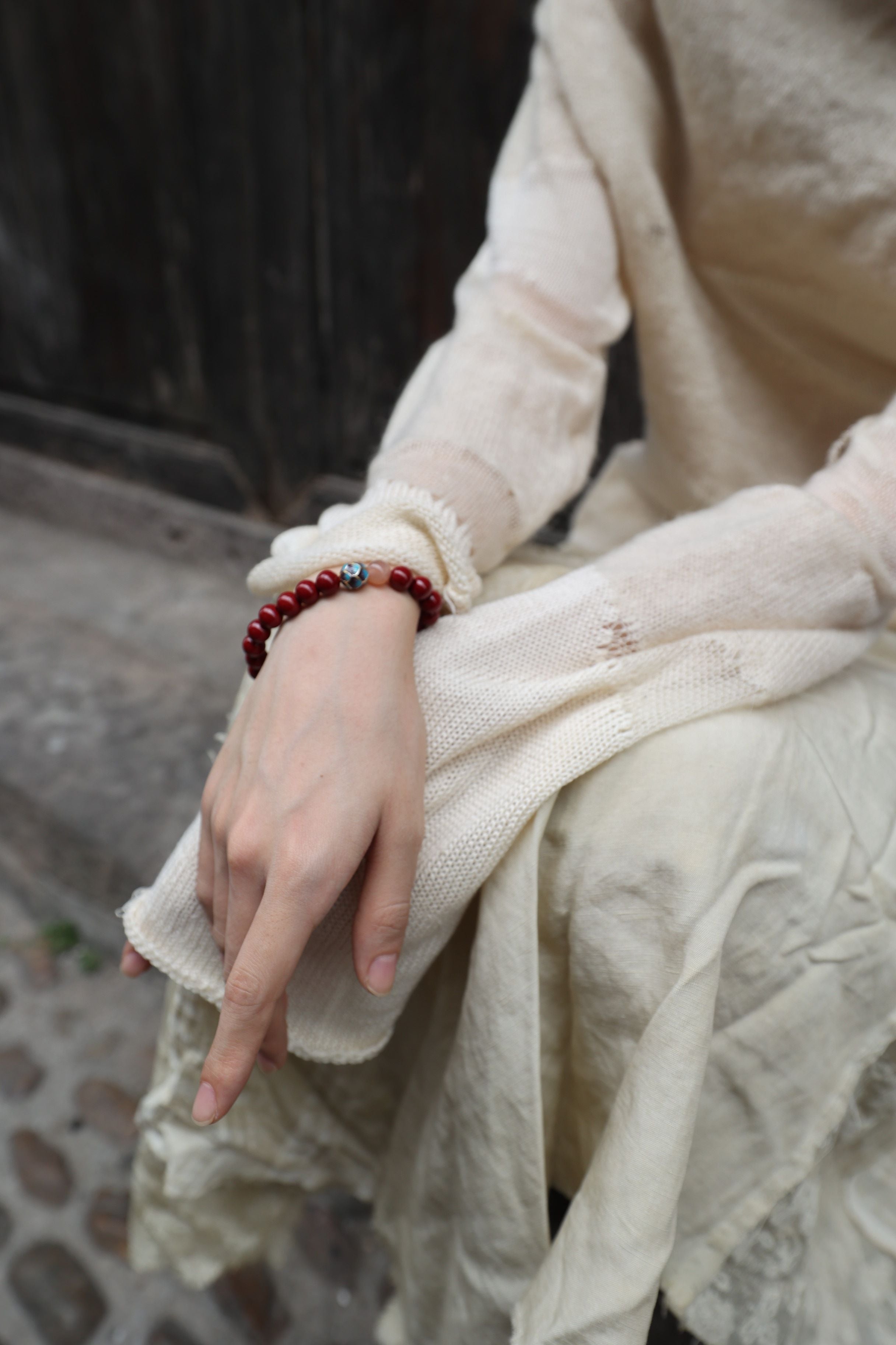 Solar Alchemy: Cinnabar & Sunstone Bracelet - 16cm Radiant Power