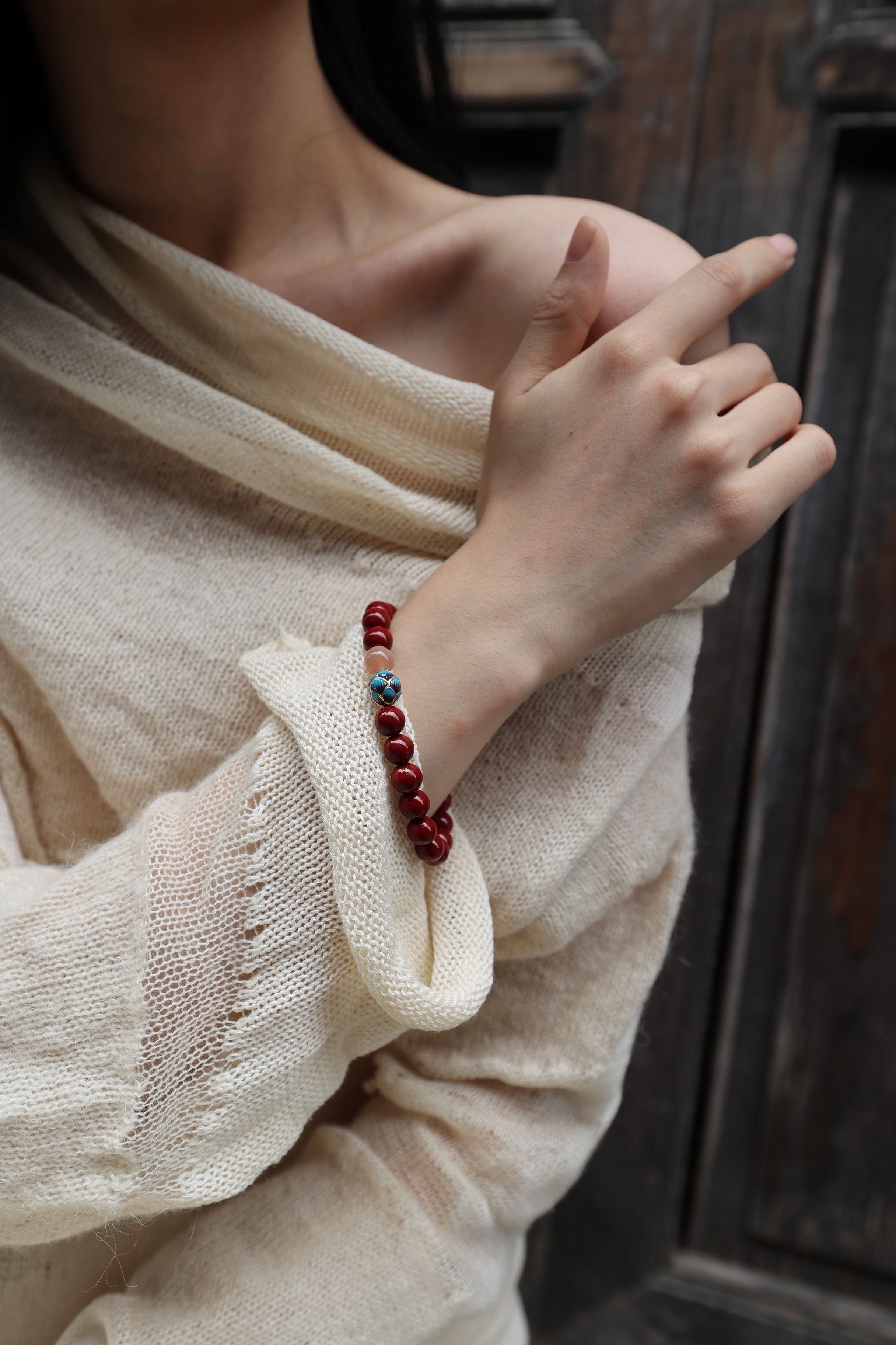 Solar Alchemy: Cinnabar & Sunstone Bracelet - 16cm Radiant Power