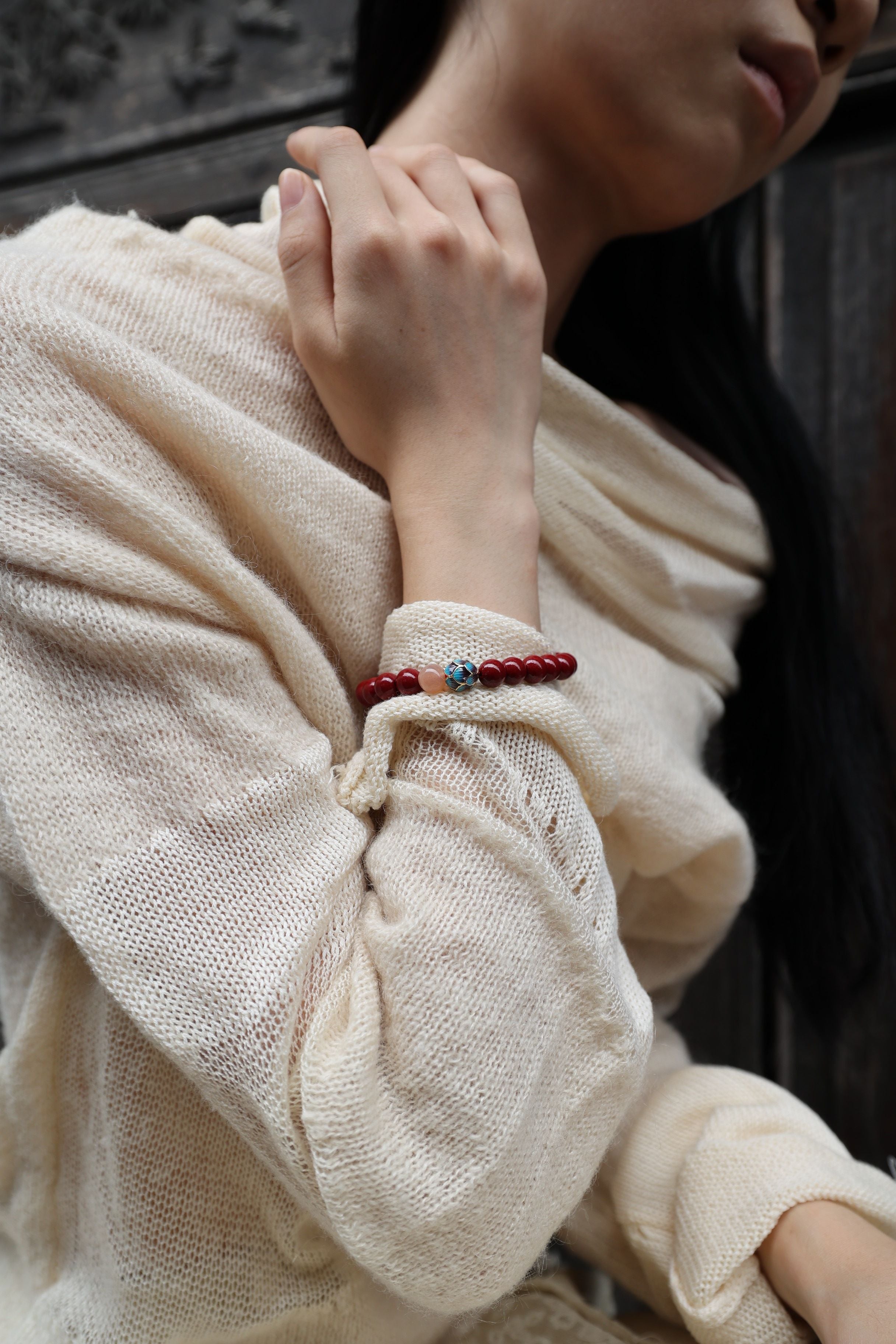 Solar Alchemy: Cinnabar & Sunstone Bracelet - 16cm Radiant Power