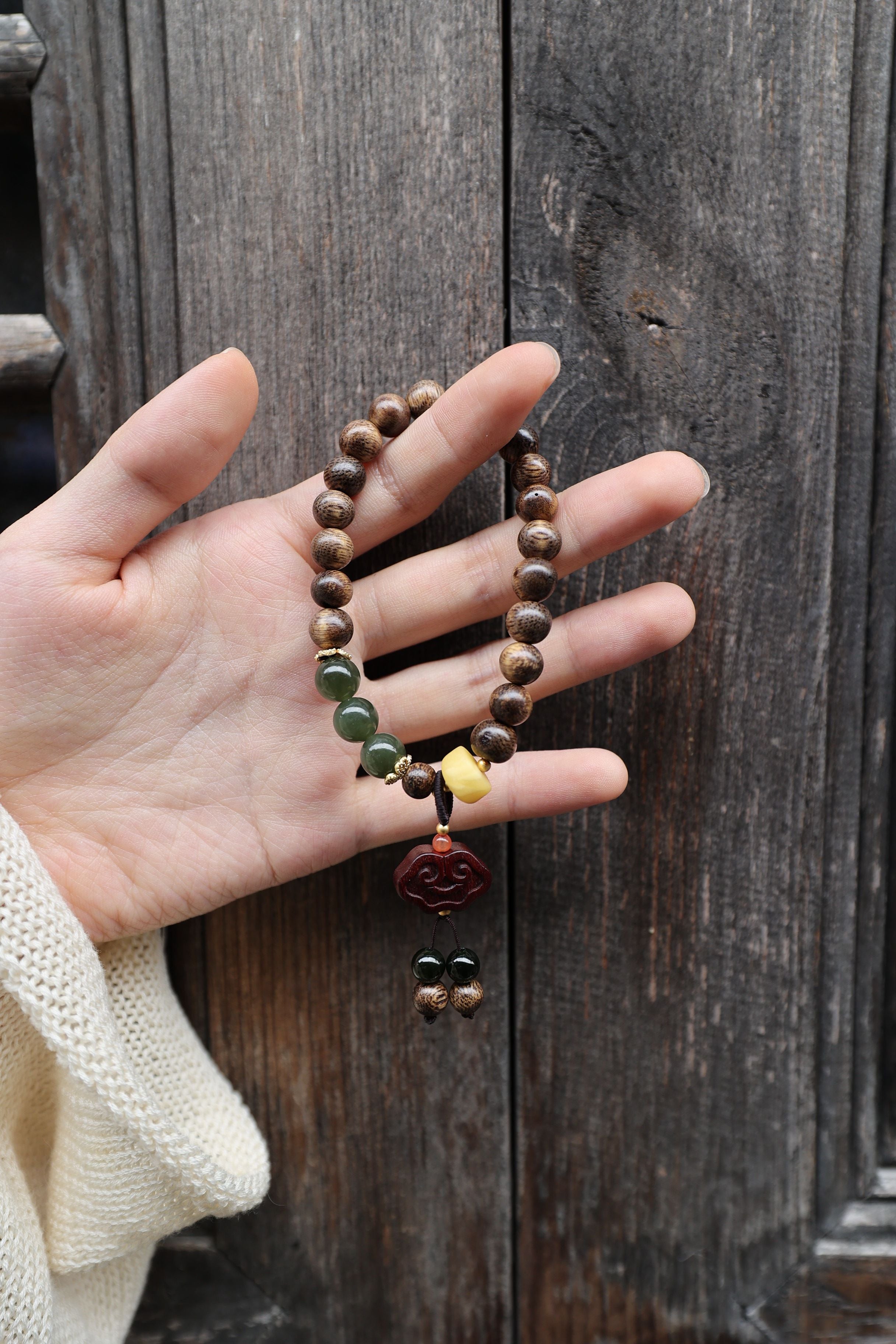 Agarwood, Amber & Jasper Harmony Bracelet