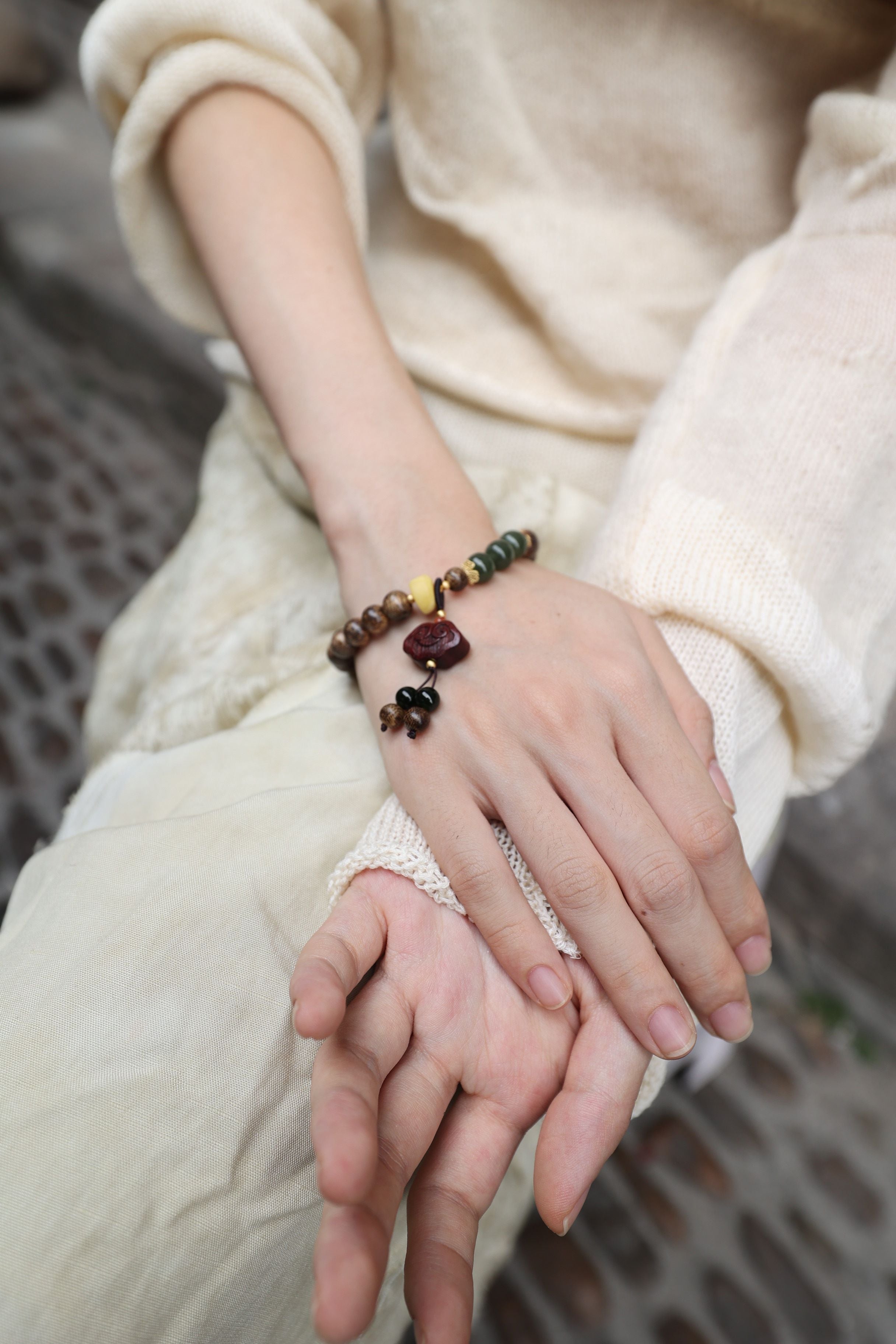 Agarwood, Amber & Jasper Harmony Bracelet