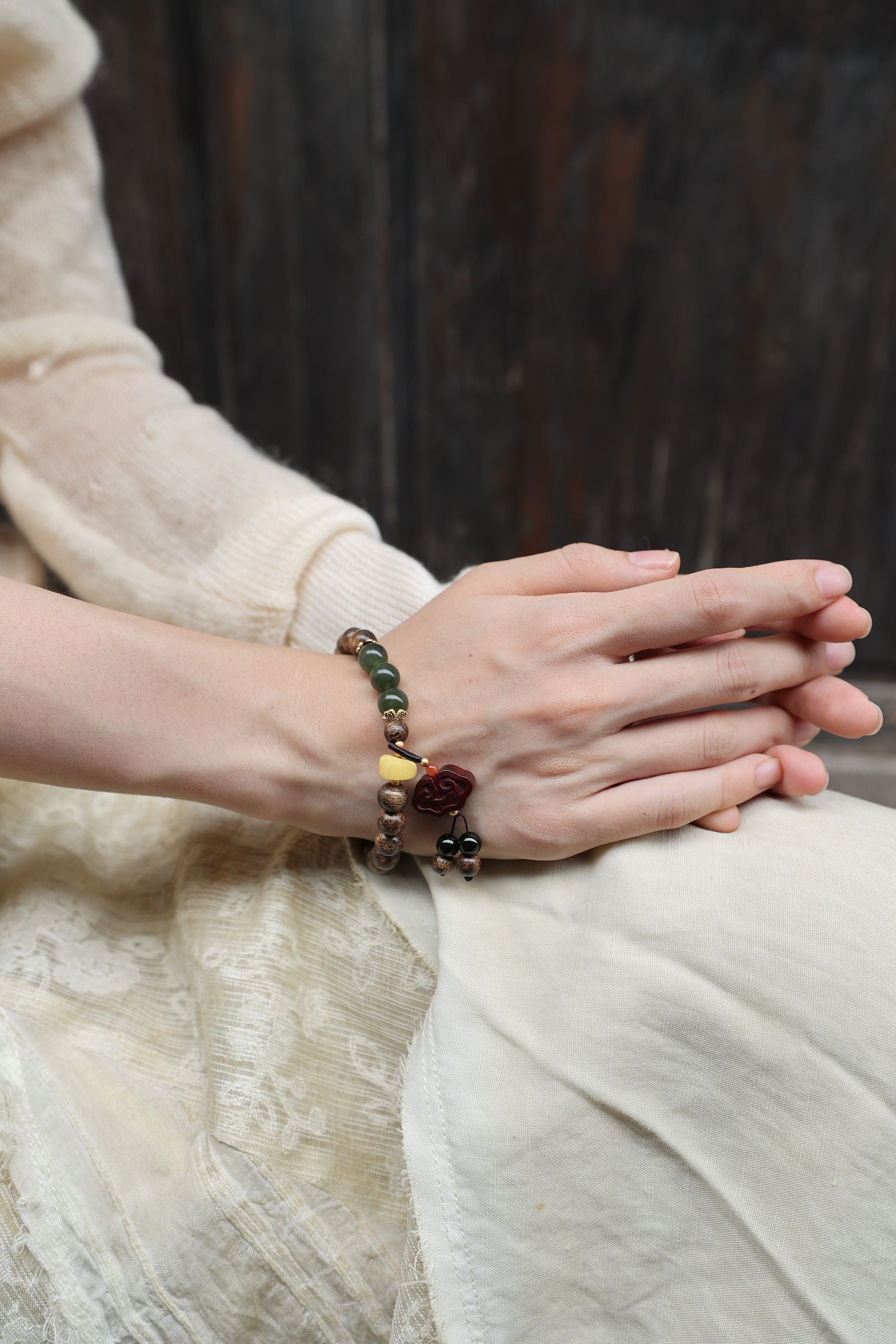 Agarwood, Amber & Jasper Harmony Bracelet