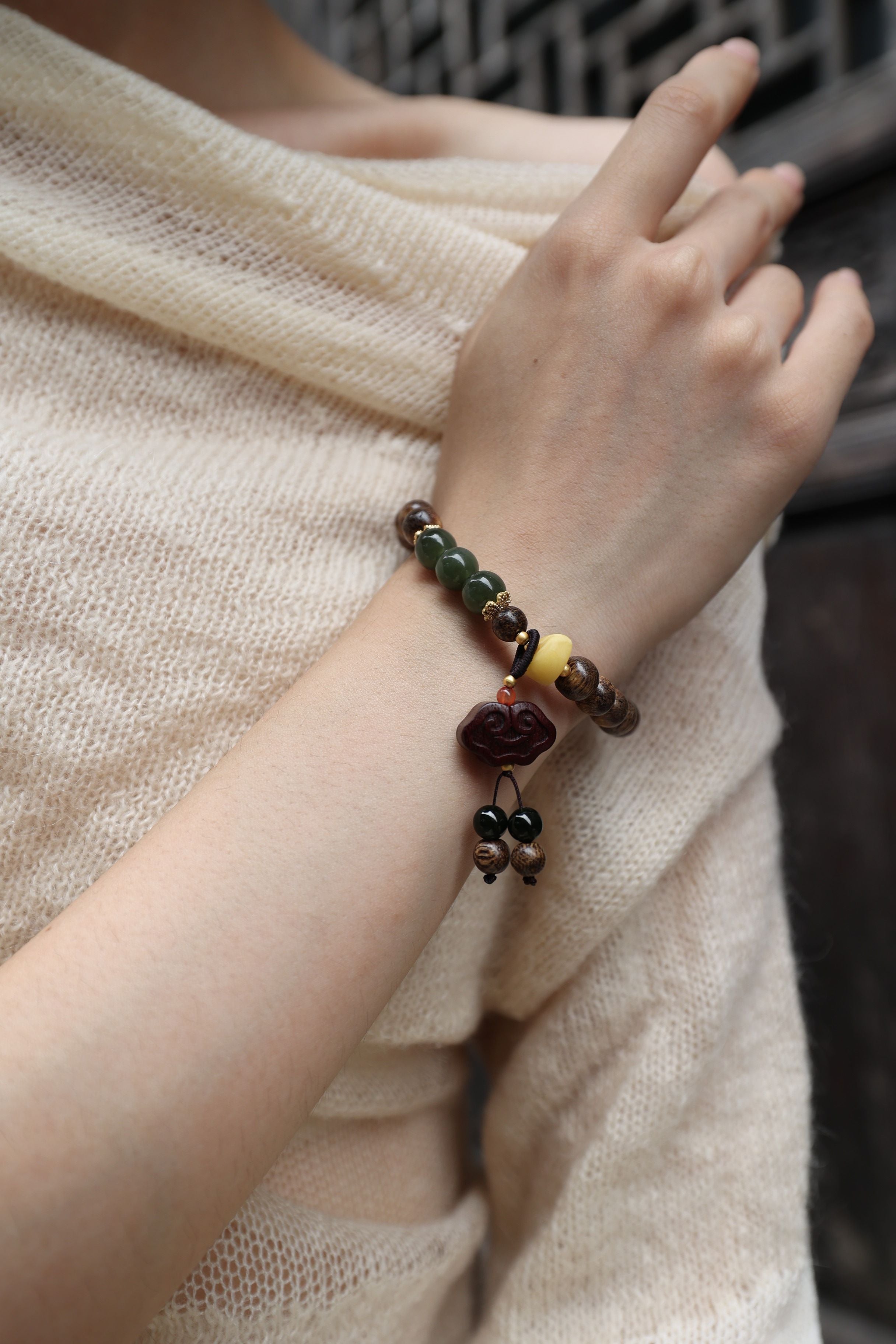 Agarwood, Amber & Jasper Harmony Bracelet