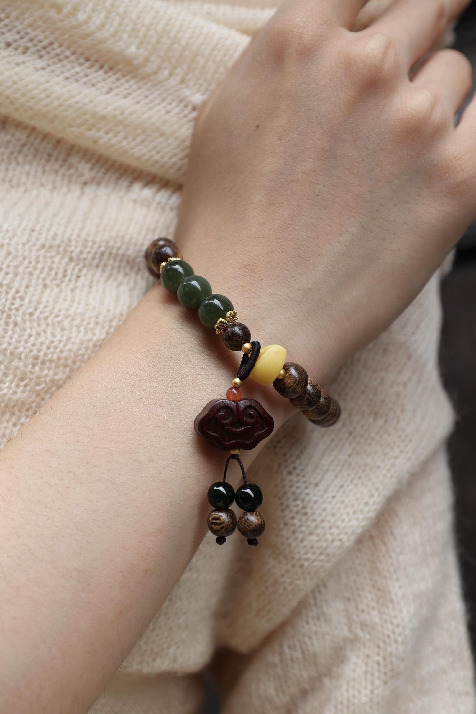 Agarwood, Amber & Jasper Harmony Bracelet