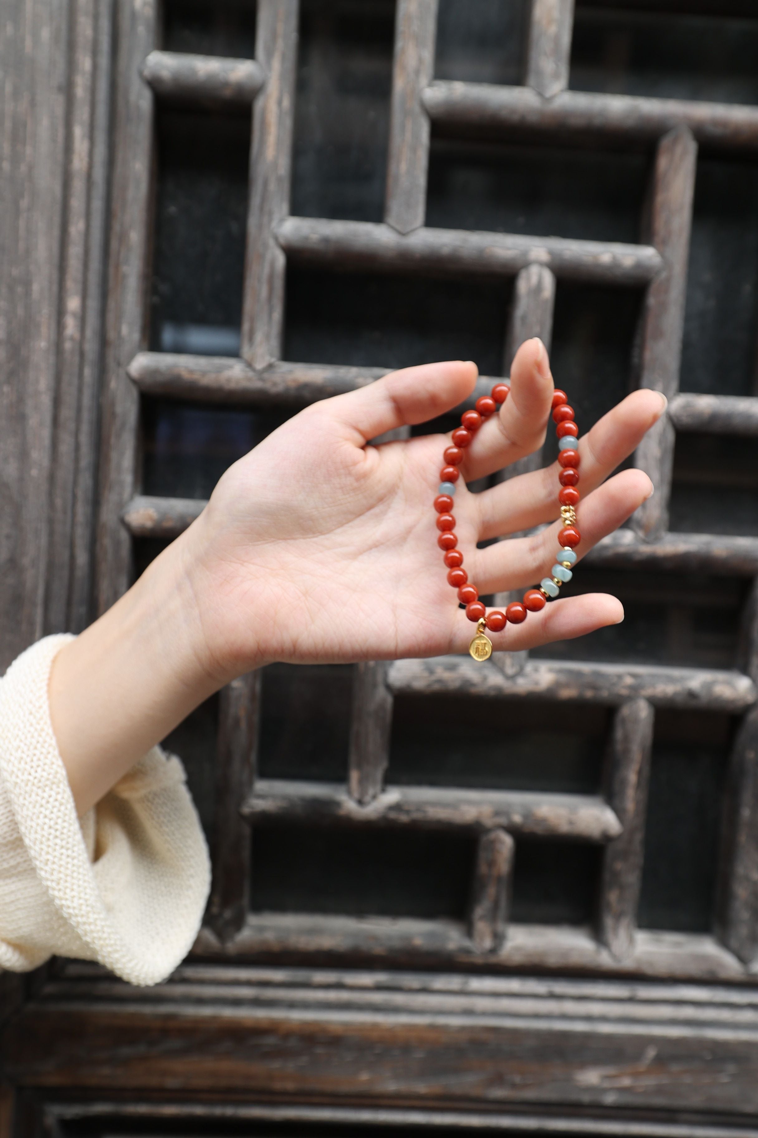 Imperial Harmony: Nan Hong Agate & Jadeite Bracelet - 16cm Luxury Fusion