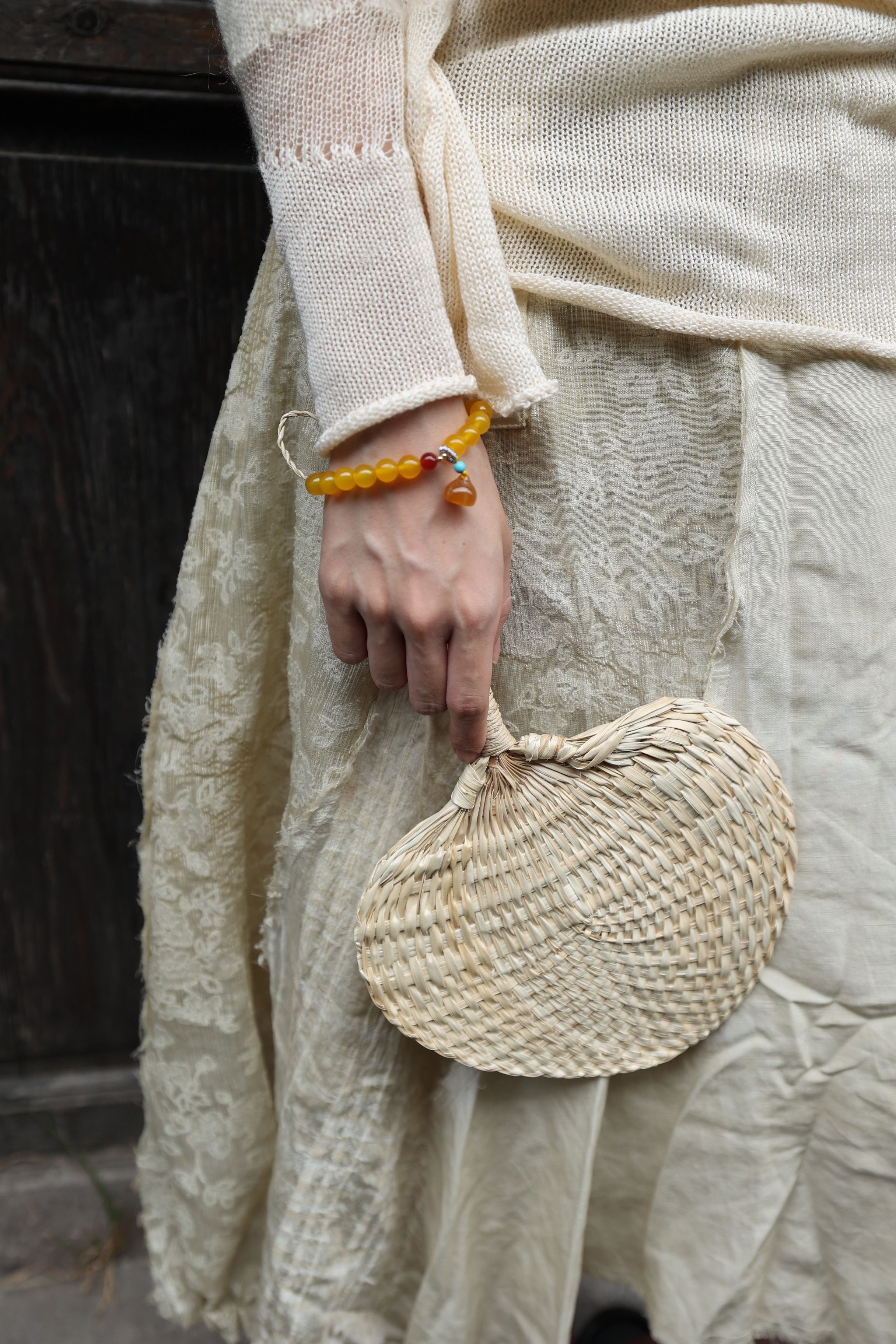 Yellow Agate Bracelet with 7mm Beads, 16cm Length