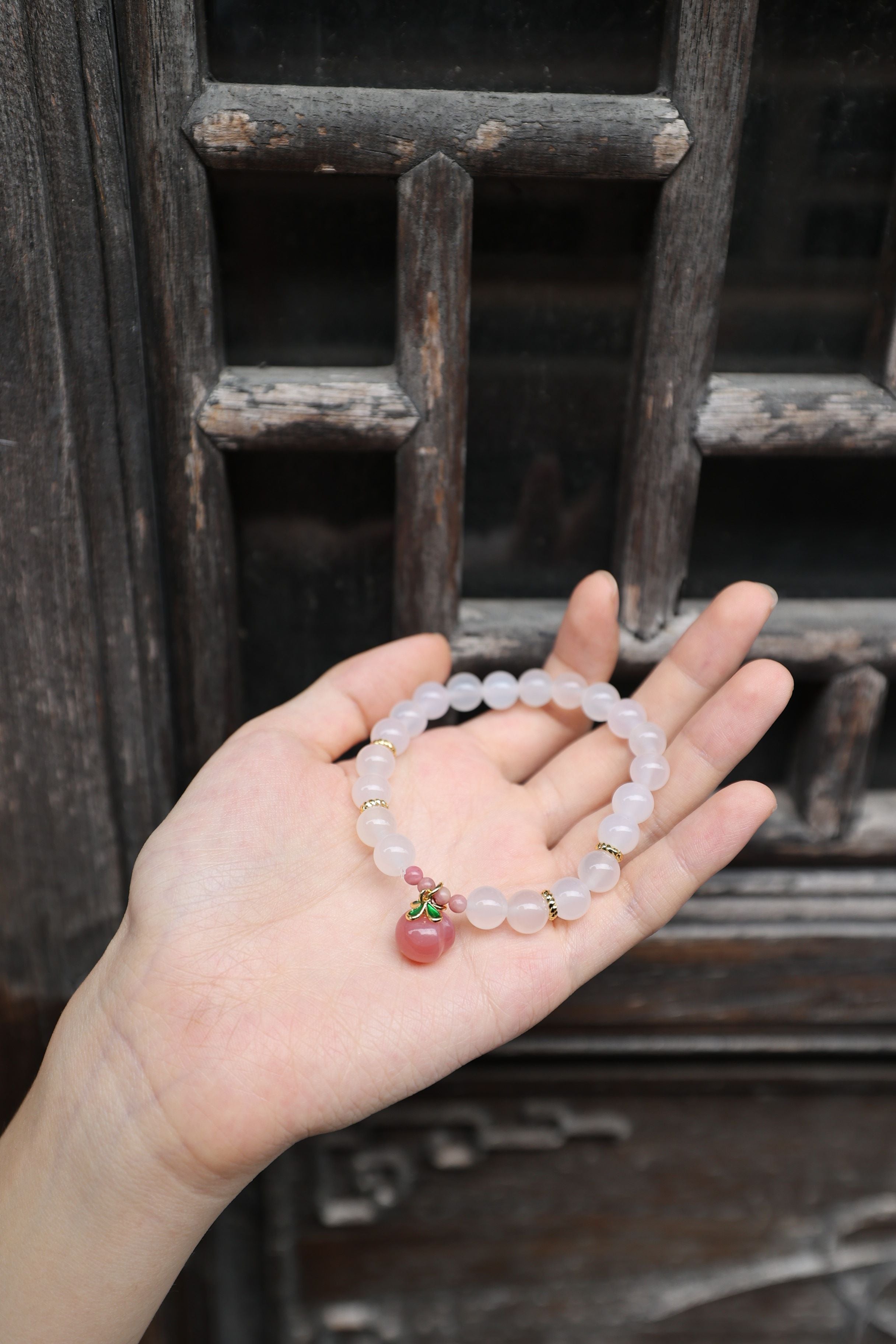 White Agate and Yanyuan Agate Elastic Bracelet