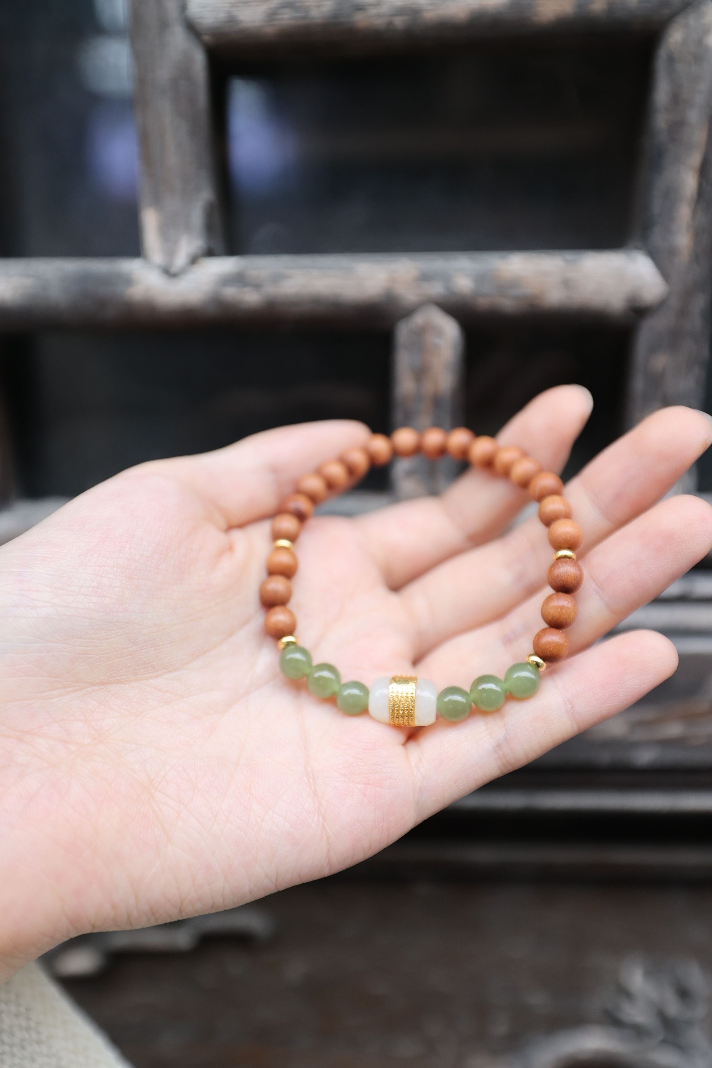 Hetian Jade, Barbie Sandalwood, and White Jade Bracelet