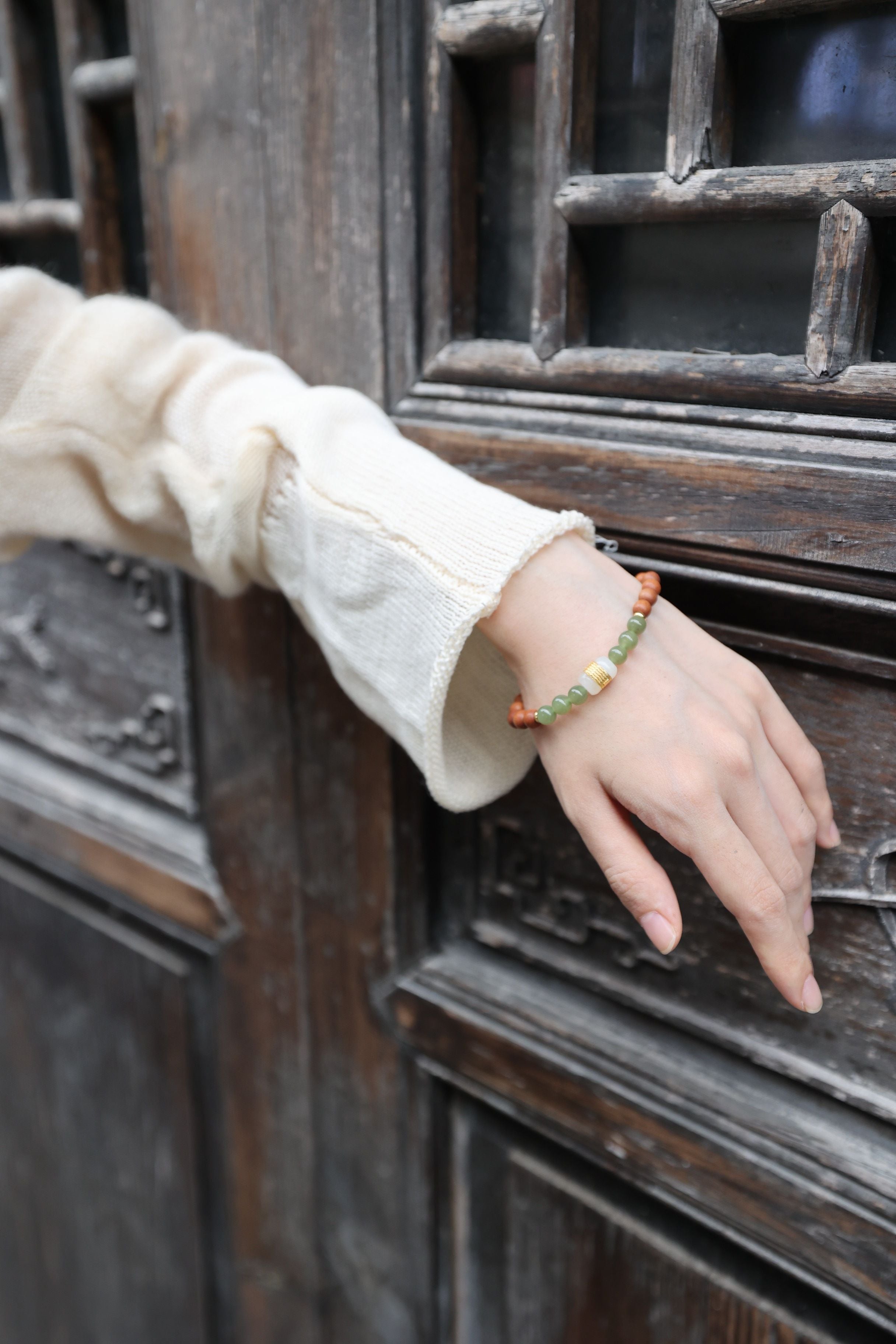 Hetian Jade, Barbie Sandalwood, and White Jade Bracelet