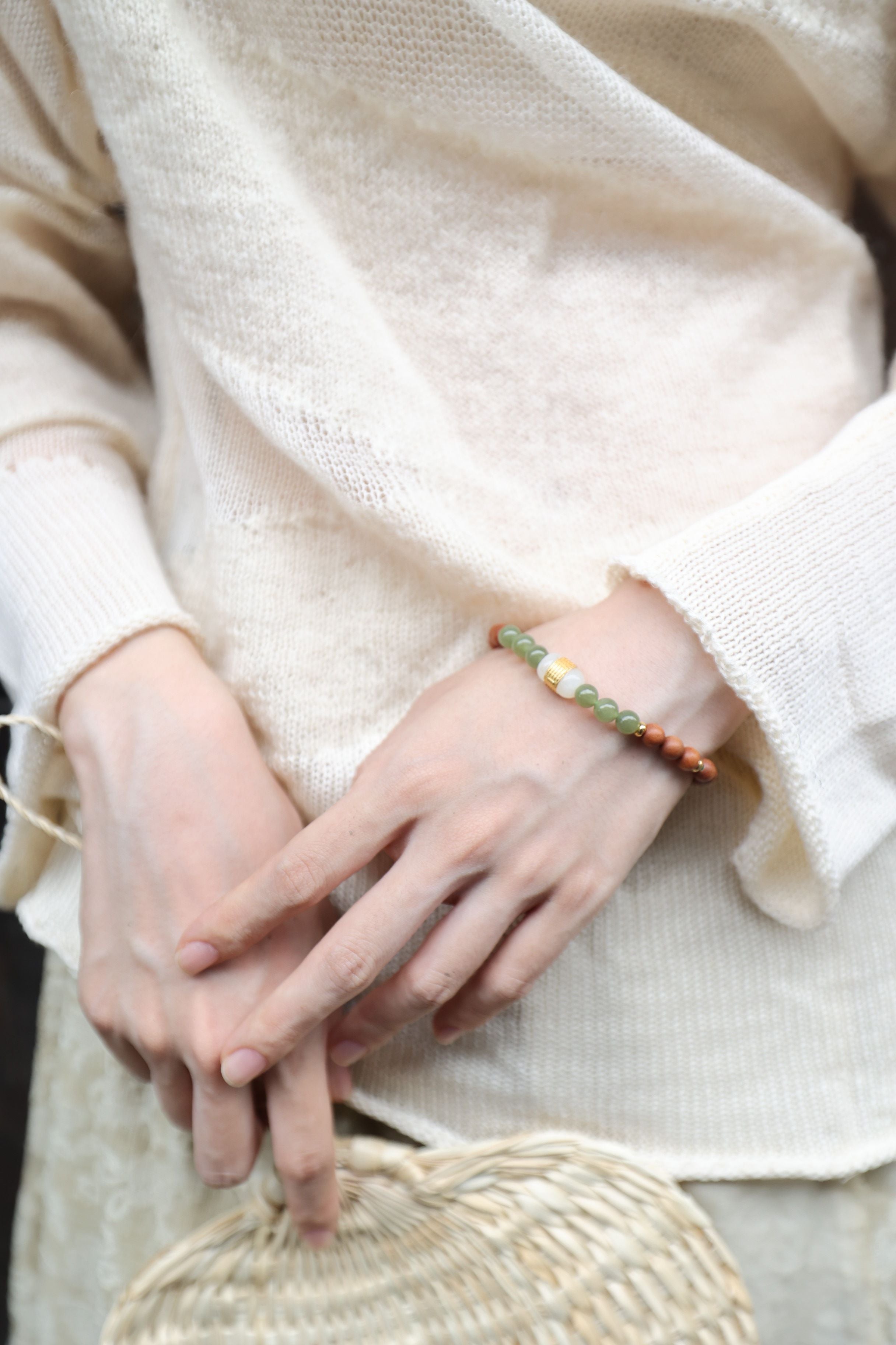 Hetian Jade, Barbie Sandalwood, and White Jade Bracelet