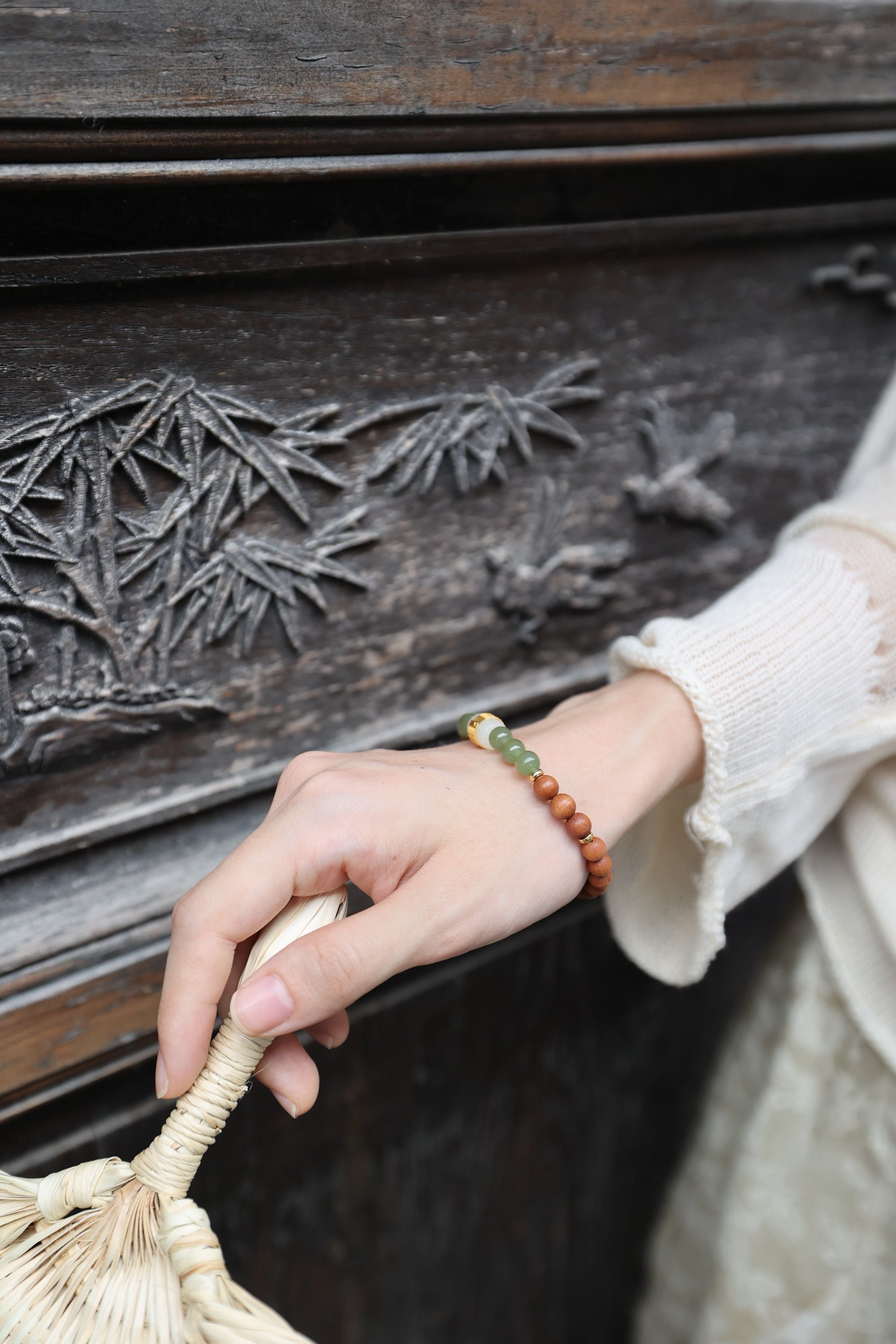 Hetian Jade, Barbie Sandalwood, and White Jade Bracelet