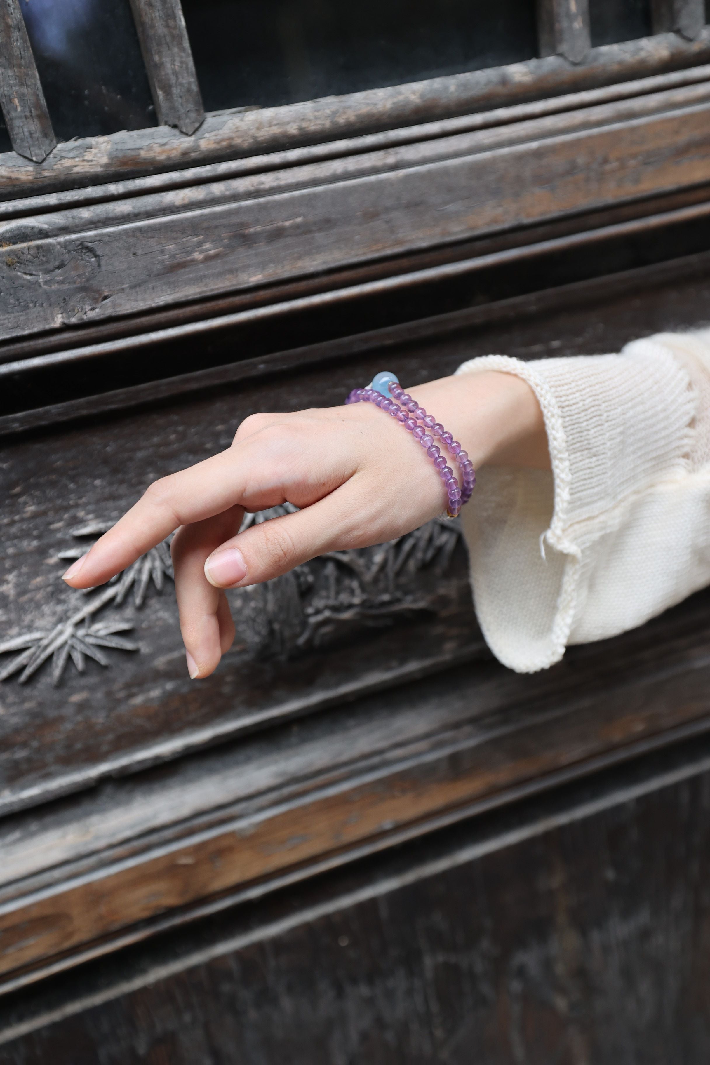 Tranquil Skies: Amethyst, Clear Quartz & Aquamarine 32cm Necklace/Wrap Bracelet