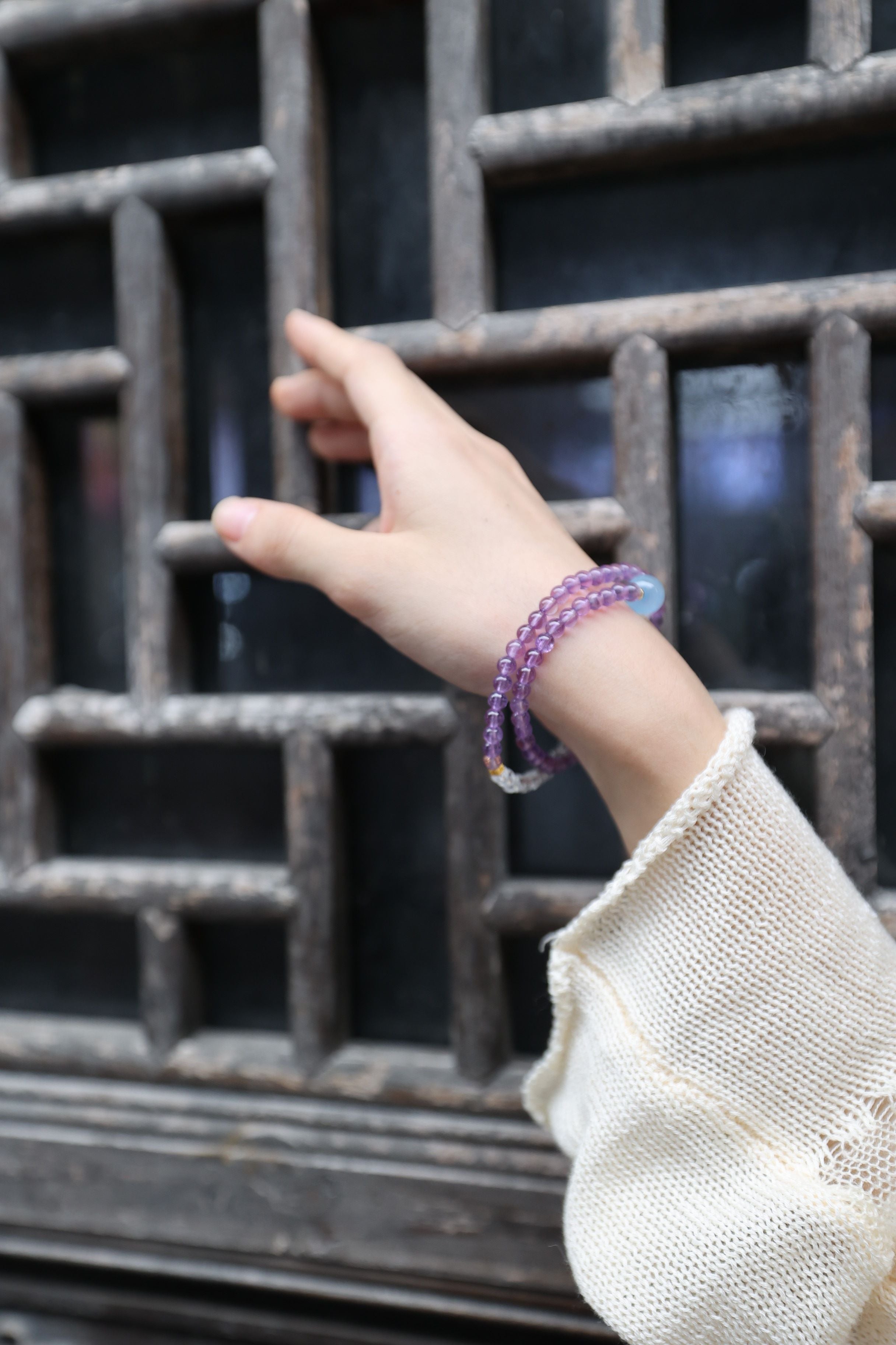 Tranquil Skies: Amethyst, Clear Quartz & Aquamarine 32cm Necklace/Wrap Bracelet