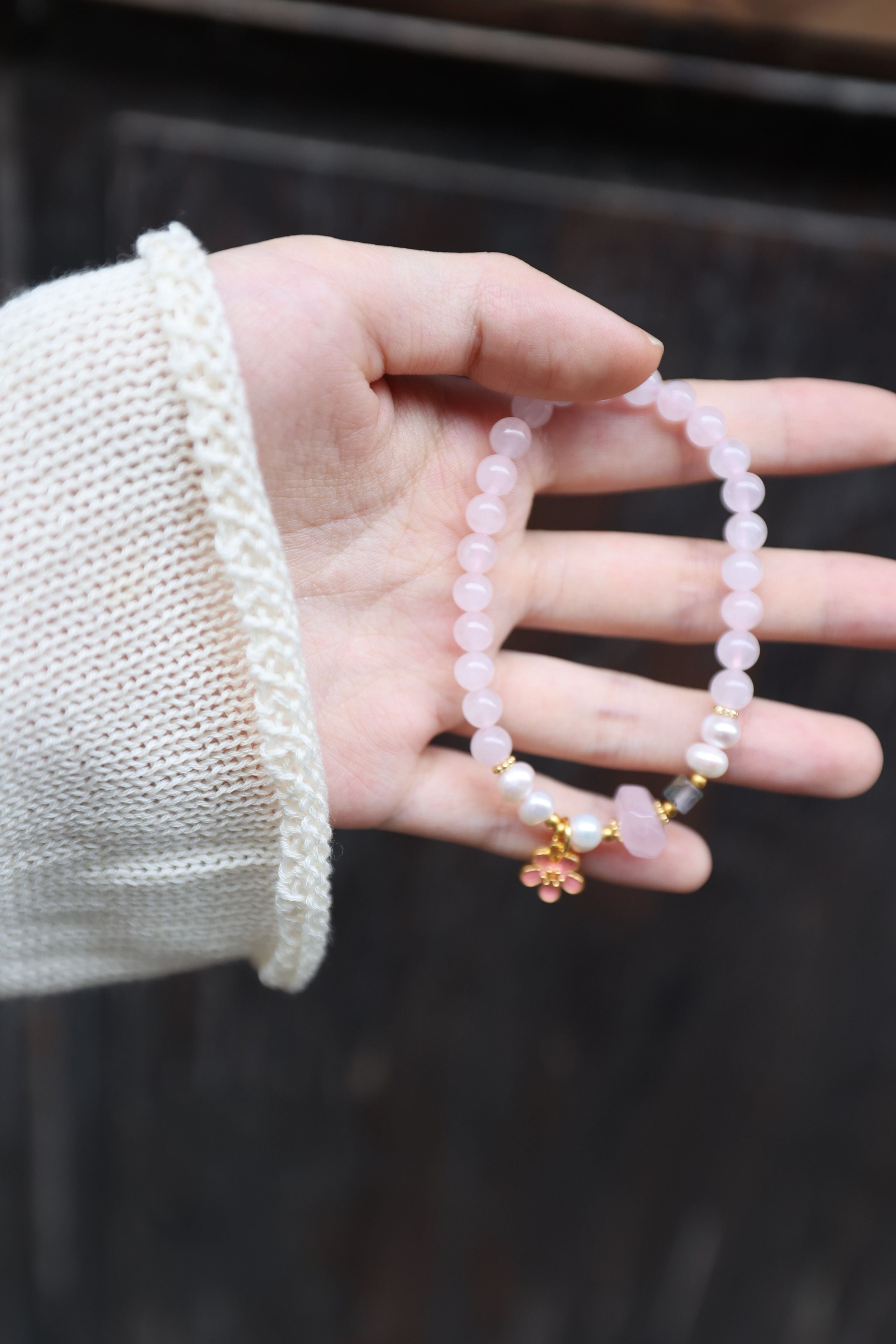 Blush Agate & Pearl Bracelet