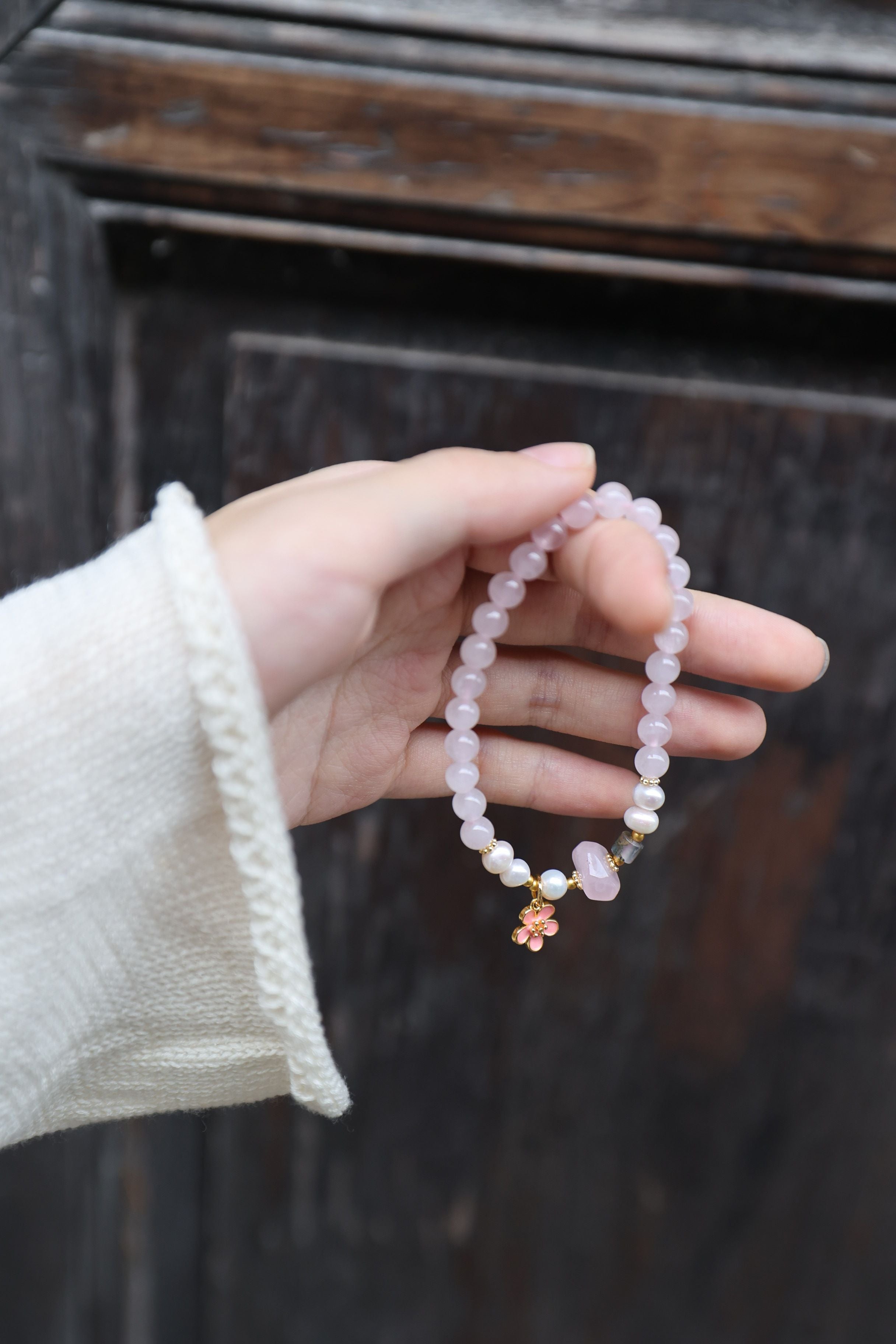 Blush Agate & Pearl Bracelet