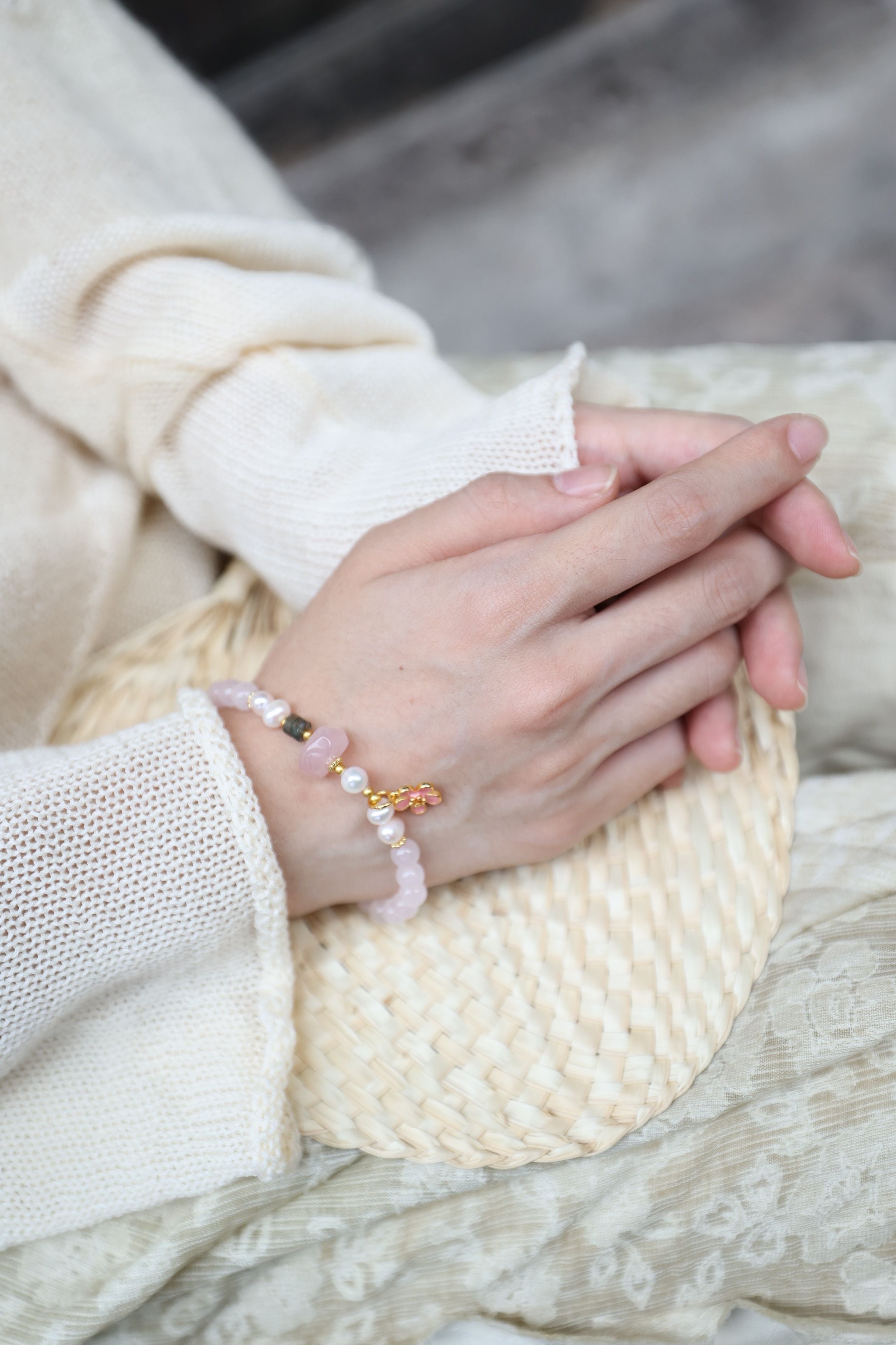 Blush Agate & Pearl Bracelet