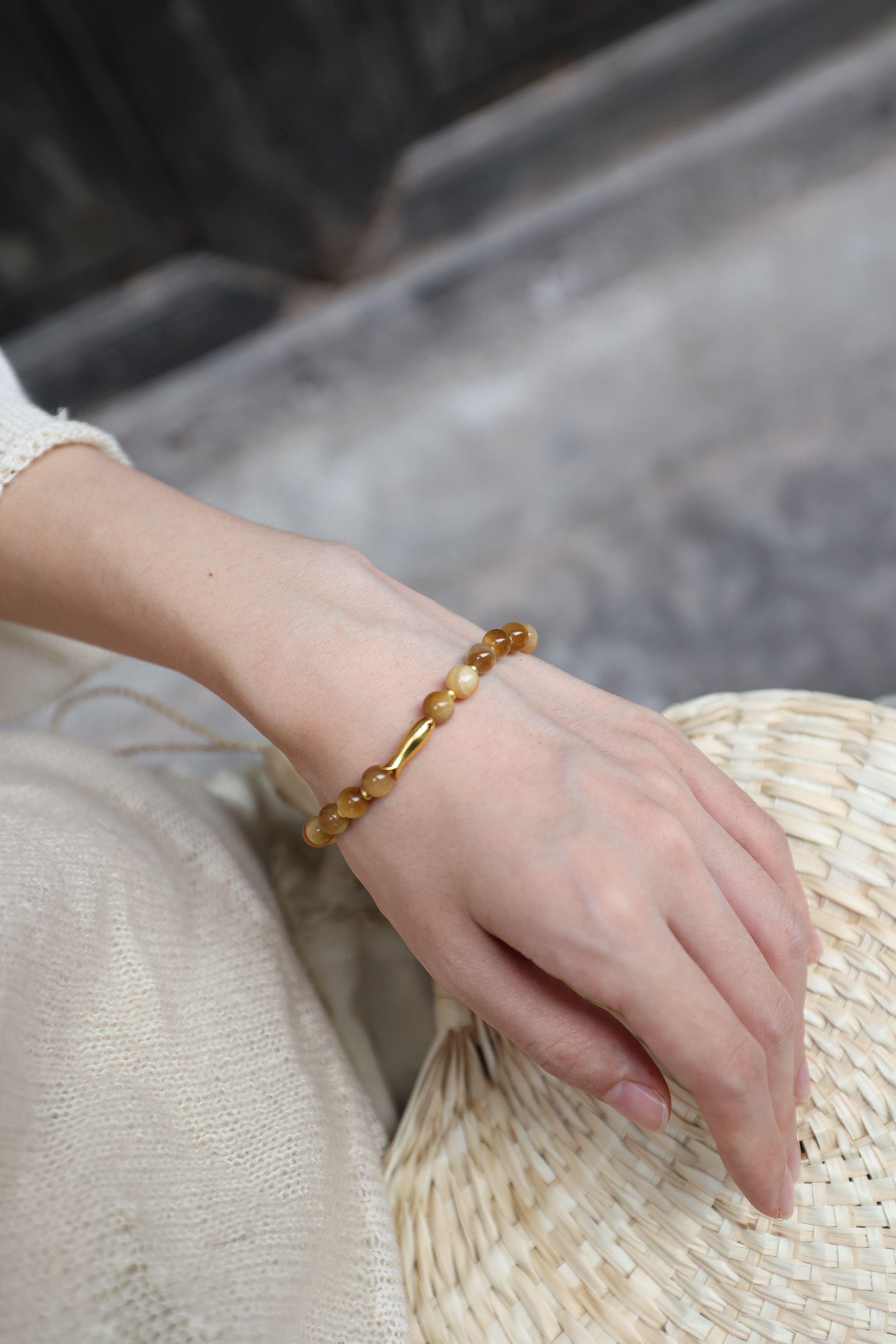 Golden Tiger's Eye Bracelet, 16cm with 7mm Beads