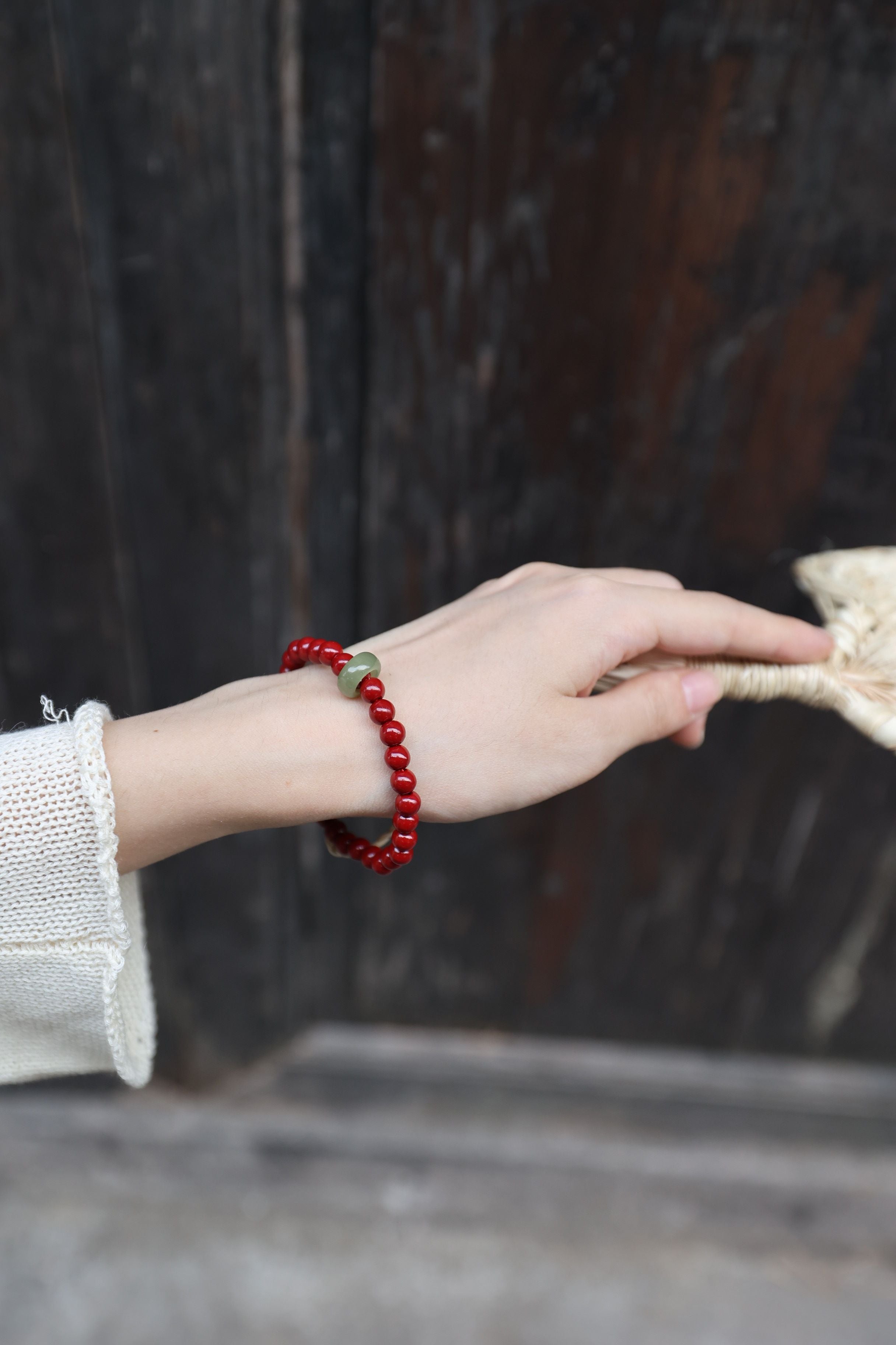 Cinnabar & Hetian Jade Harmony Bracelet