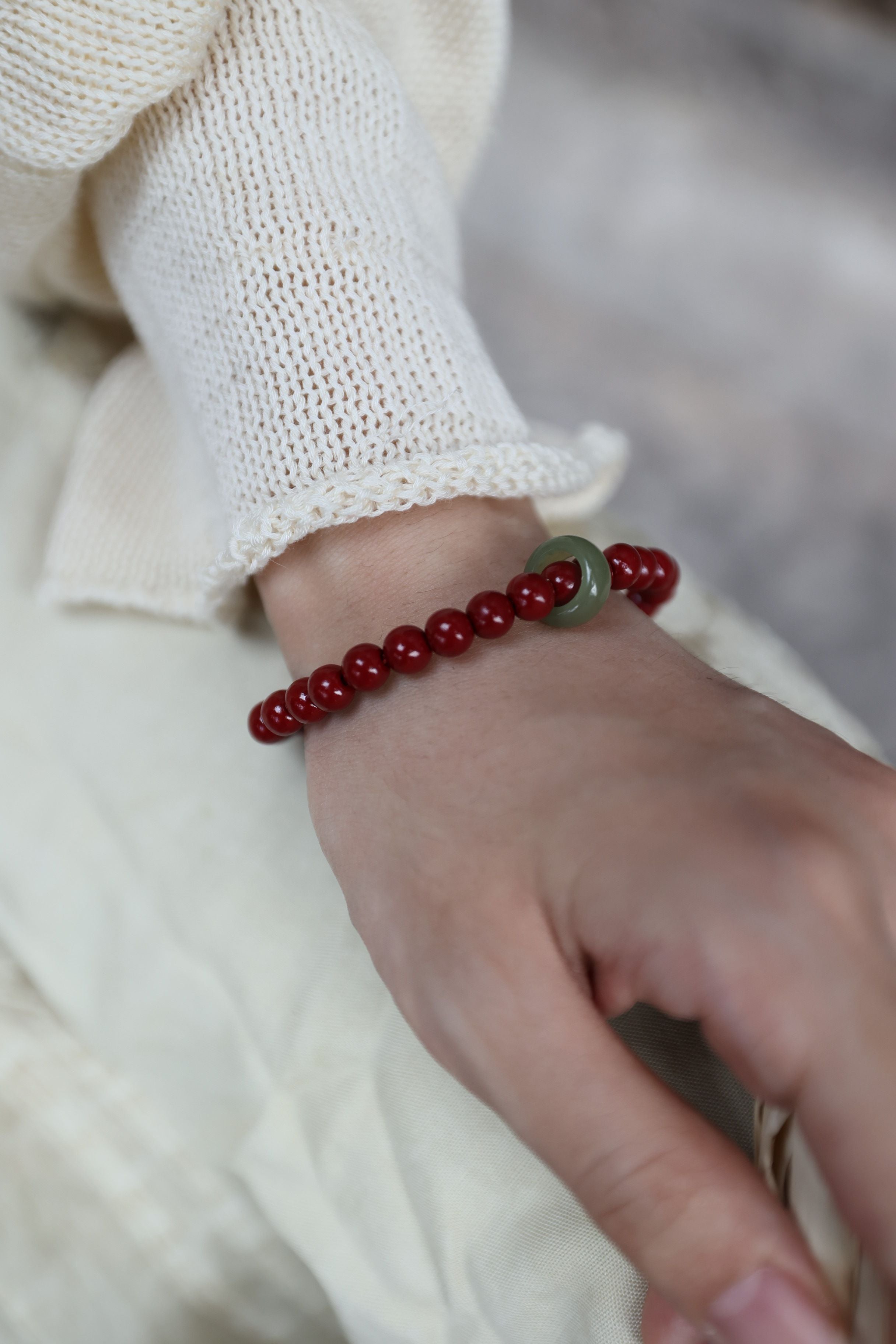 Cinnabar & Hetian Jade Harmony Bracelet