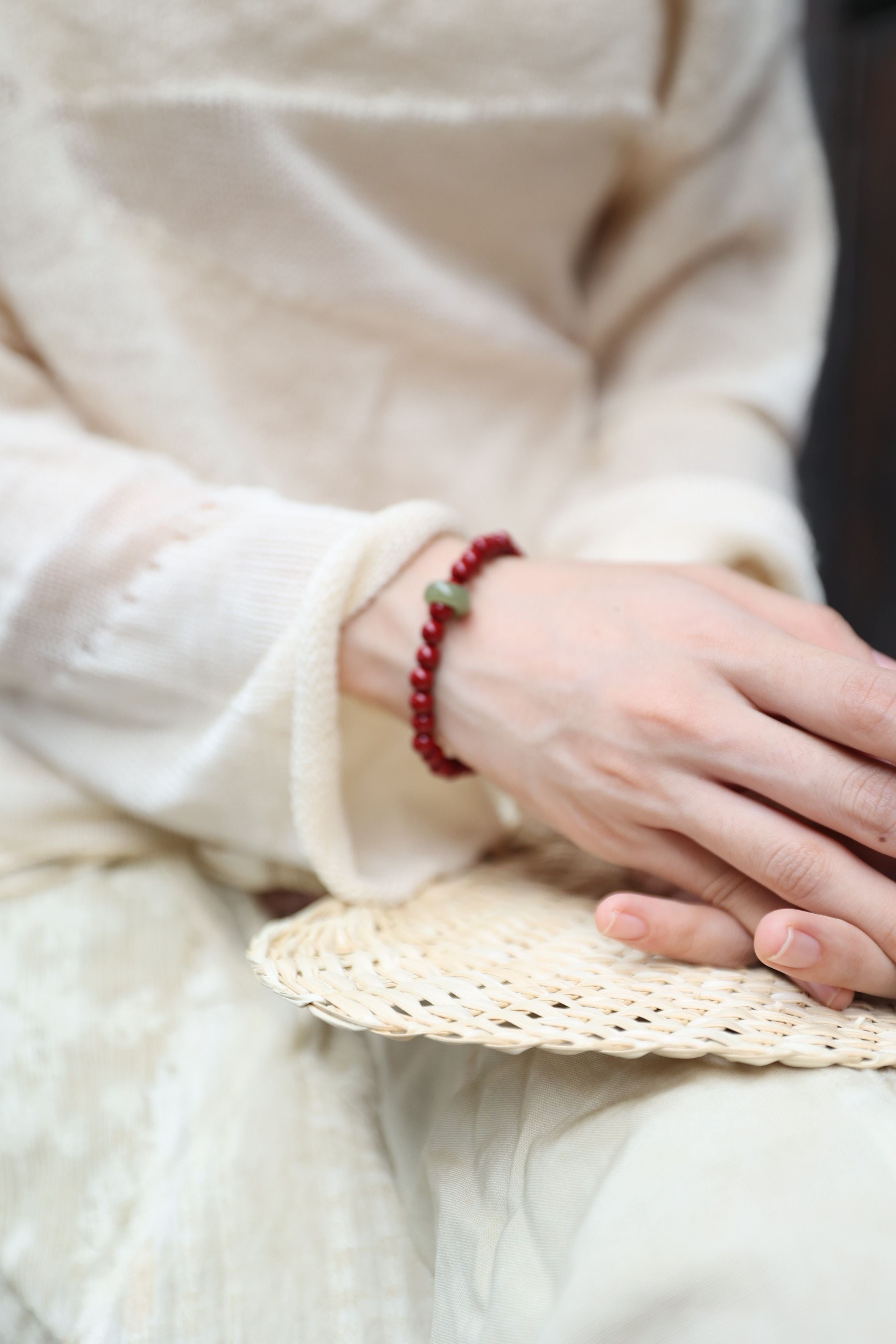 Cinnabar & Hetian Jade Harmony Bracelet