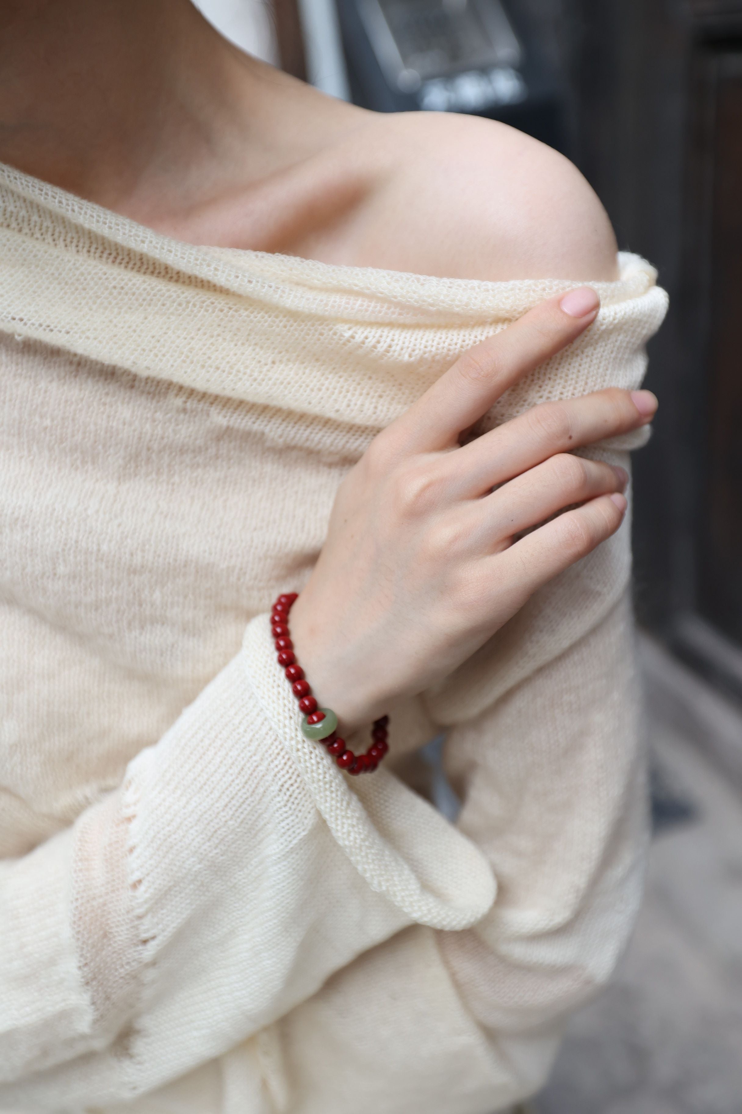 Cinnabar & Hetian Jade Harmony Bracelet