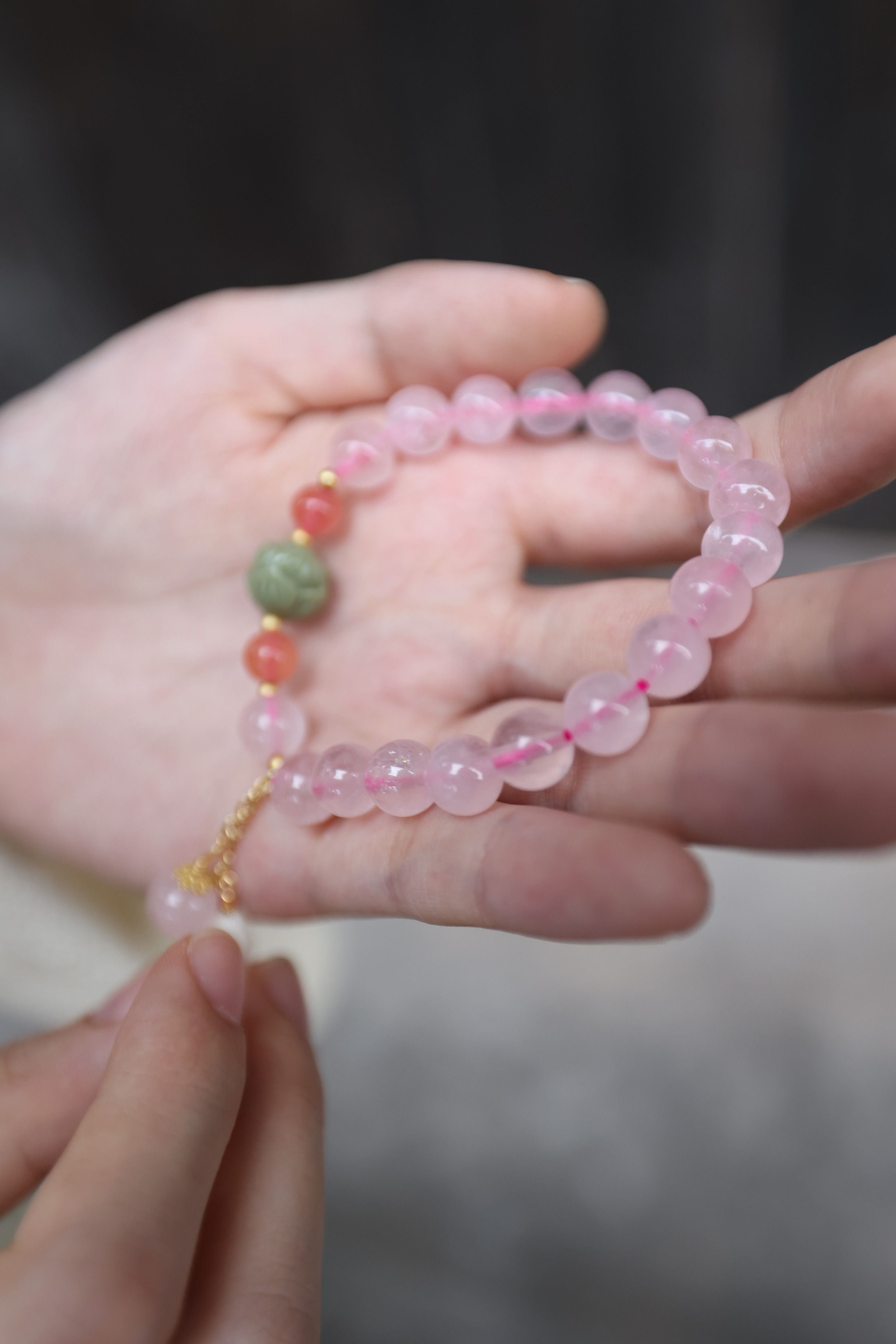 Coral & Nan Hong Agate Bracelet