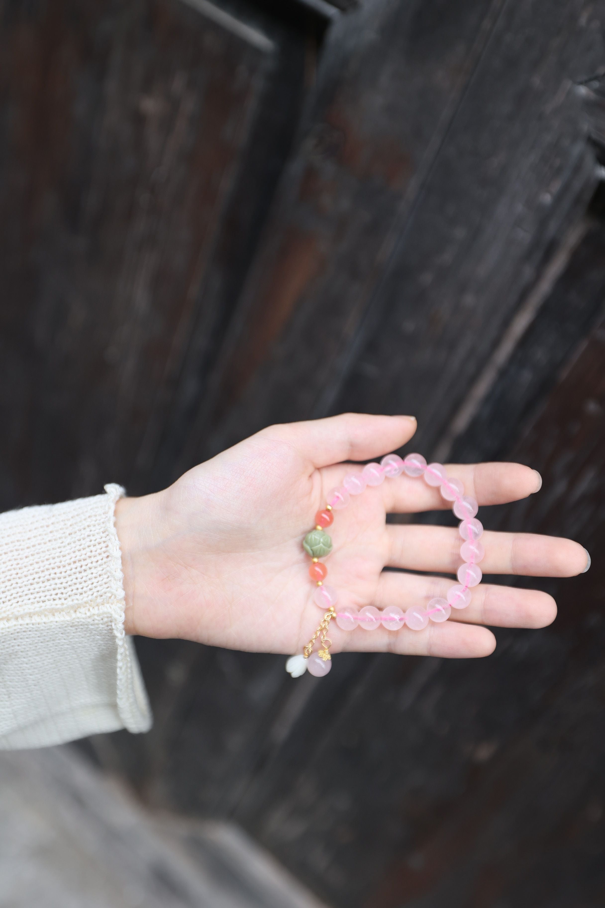 Coral & Nan Hong Agate Bracelet