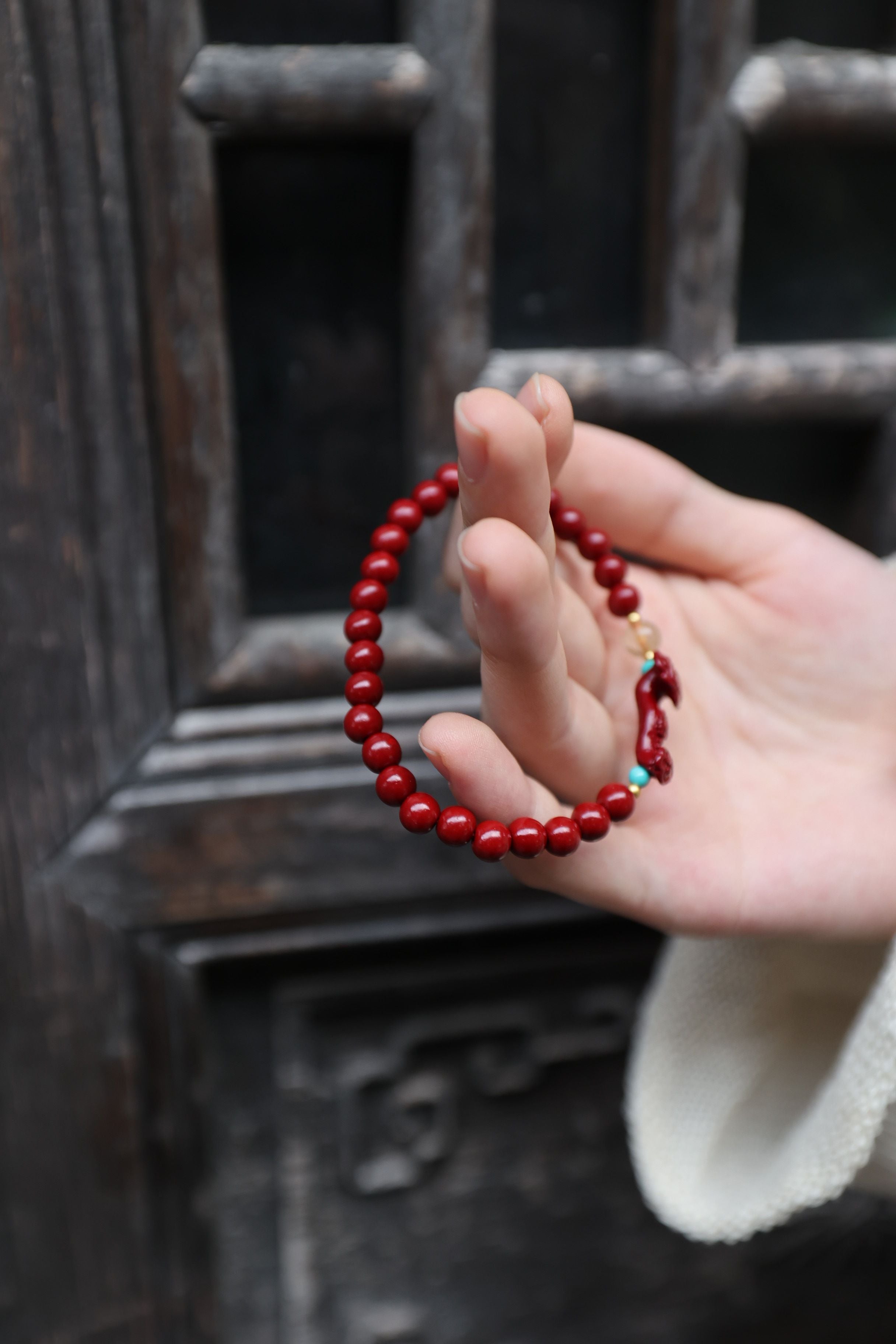 Celestial Harmony: Cinnabar, Rutilated Quartz & Turquoise Bracelet