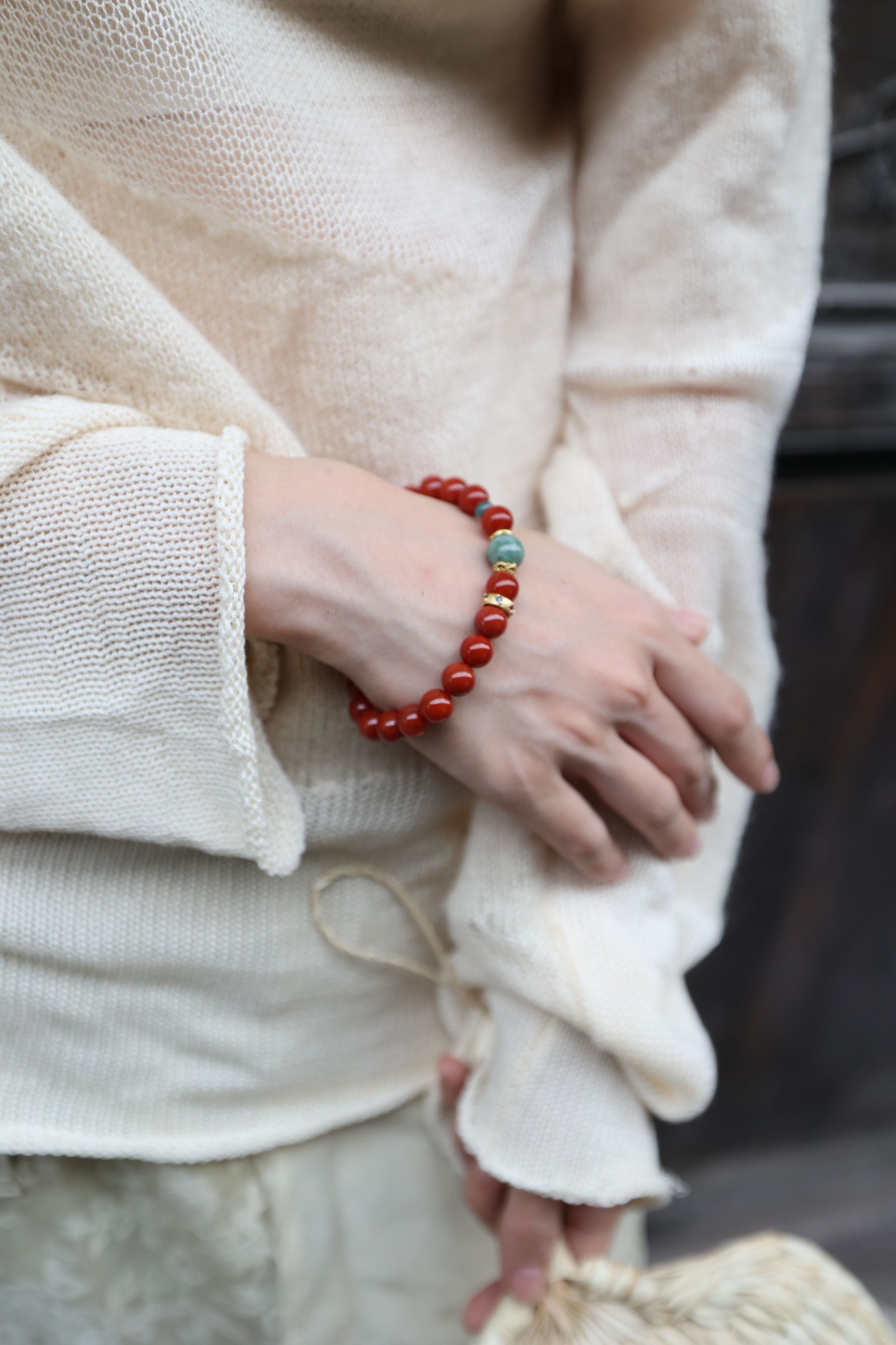 Premium South Red Agate and Jade Bracelet