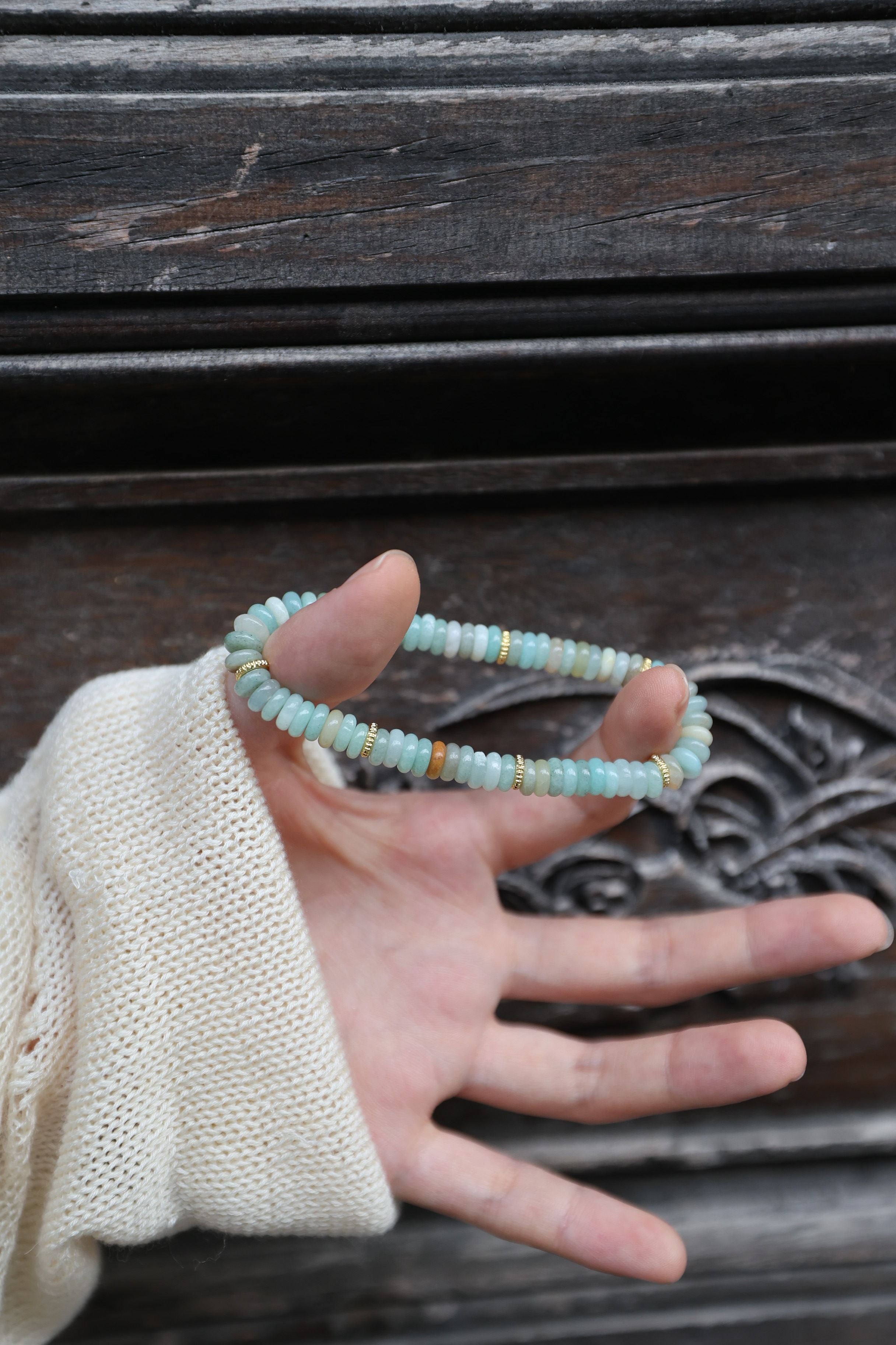 Amazonian Serenity: Amazonite River Stone Bracelet