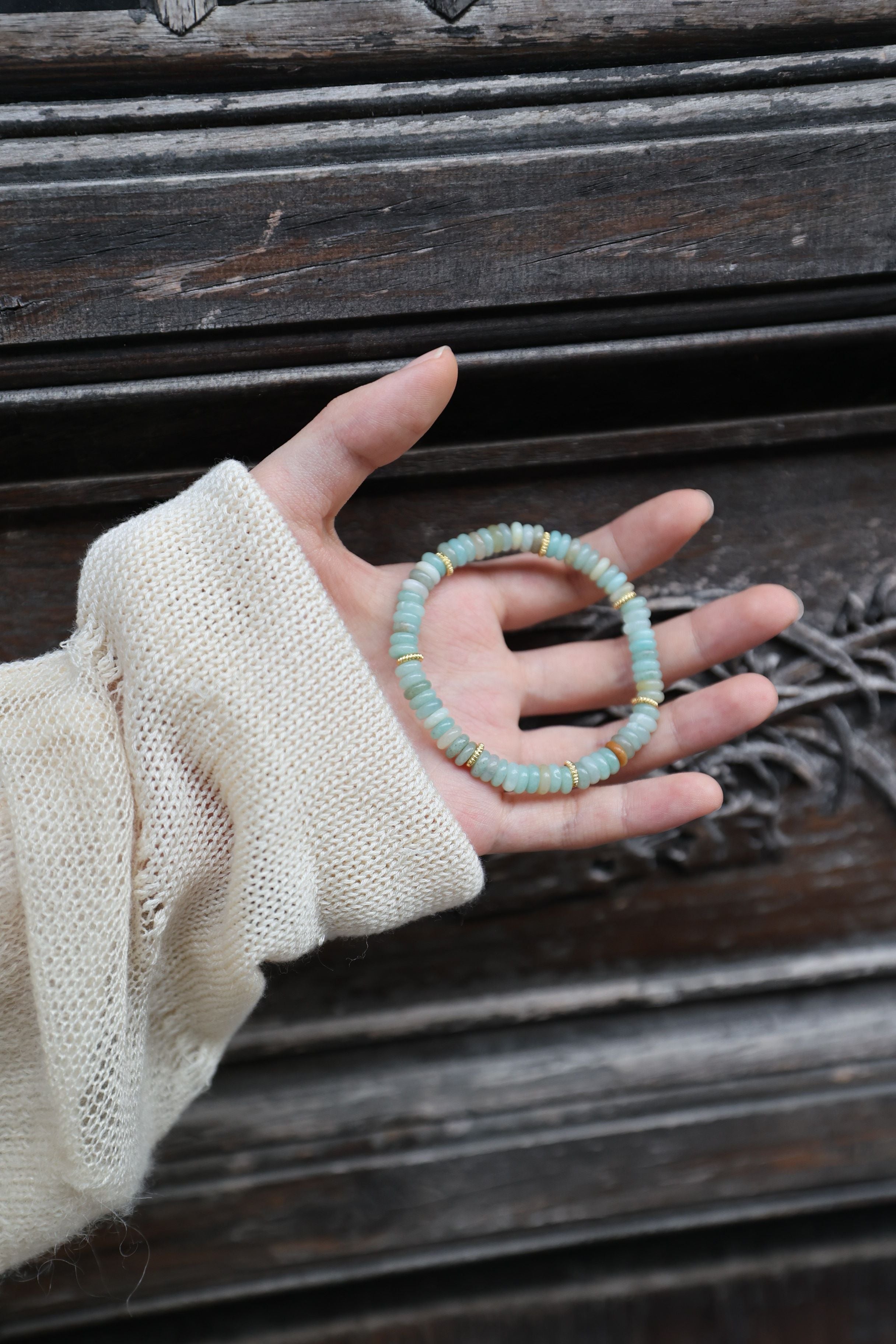 Amazonian Serenity: Amazonite River Stone Bracelet