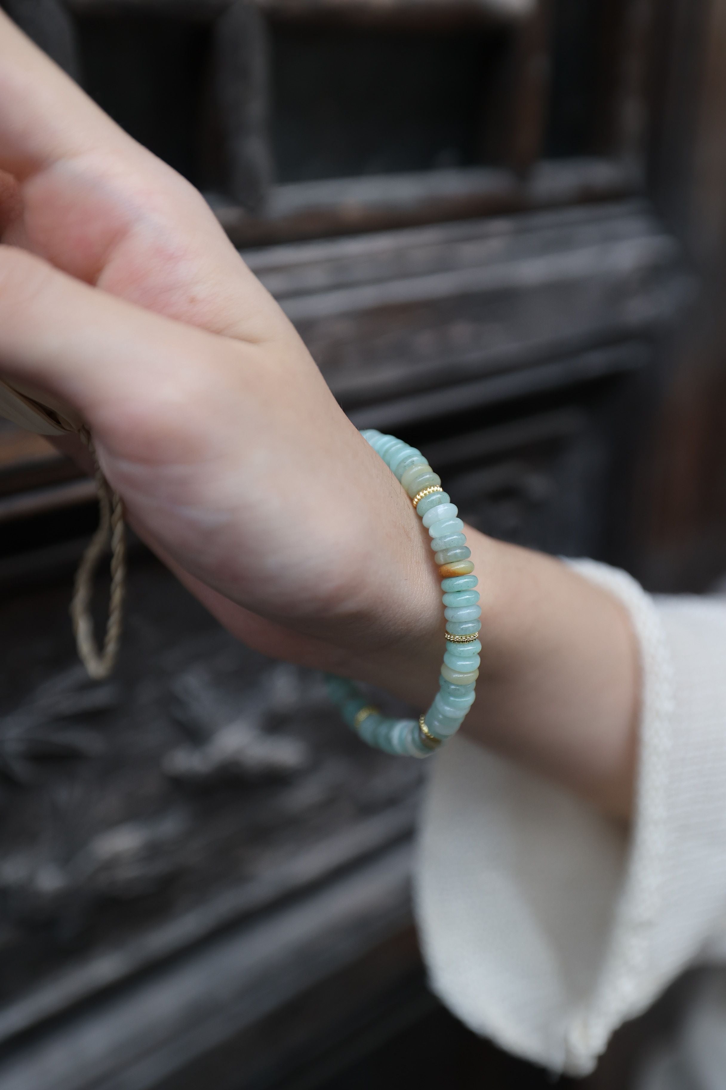 Amazonian Serenity: Amazonite River Stone Bracelet